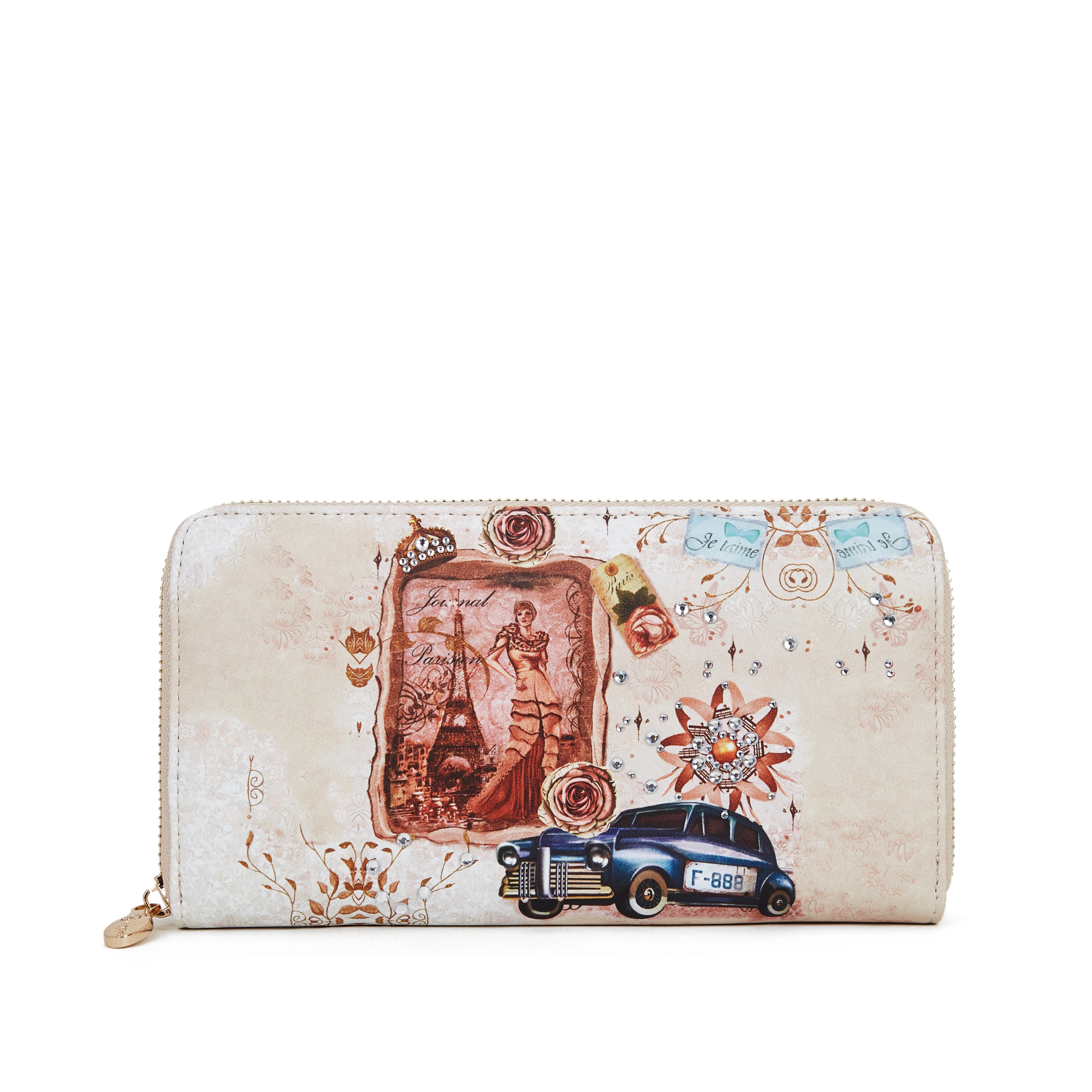 Brangio Italy Vintage Love Print Designer Zip Wallet