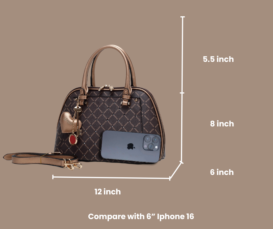 Brangio Italy Diamond Elegance Crystal Stud Top Handle Satchel