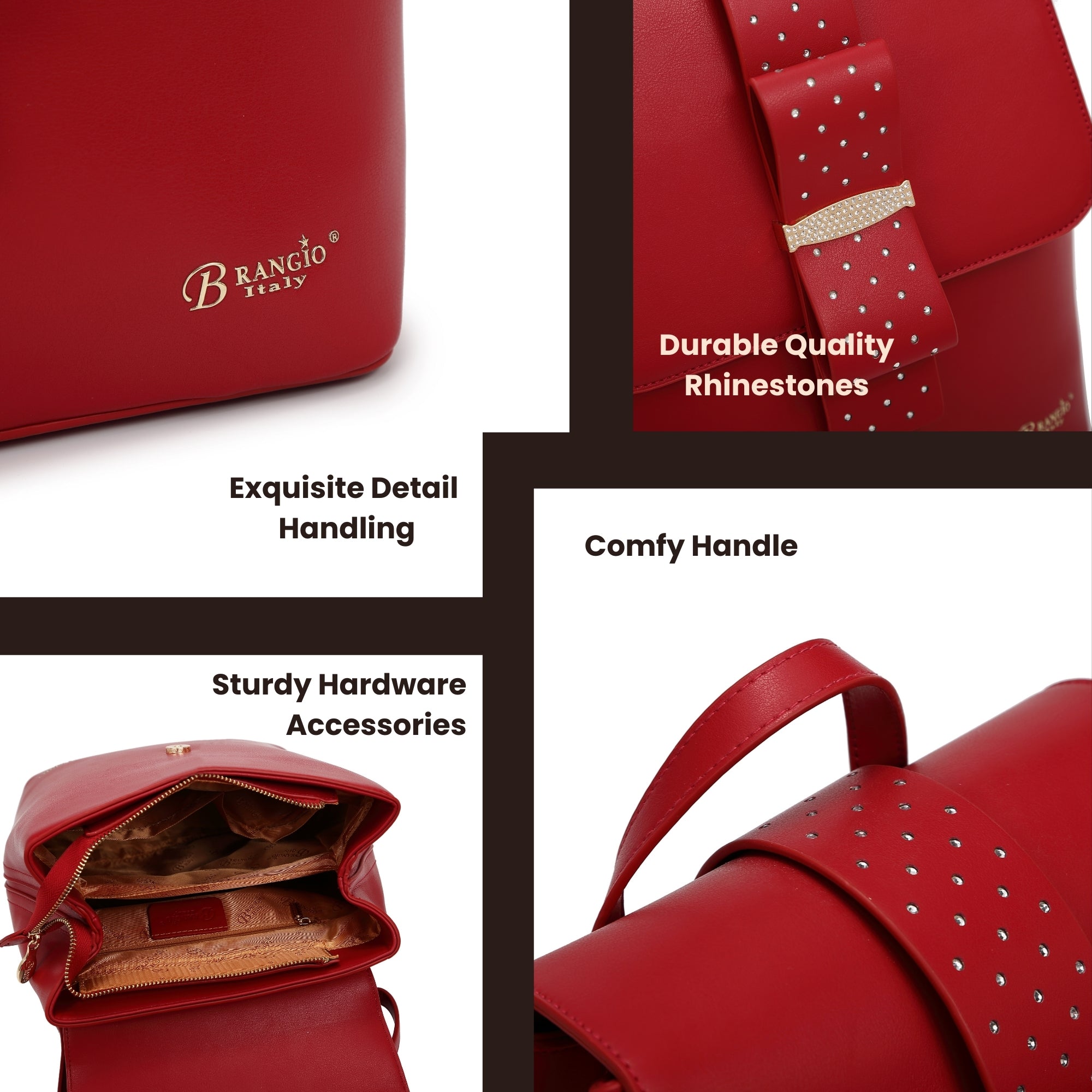 Brangio Italy Glamorous Scarlet Bow Ribbon Romance Backpack