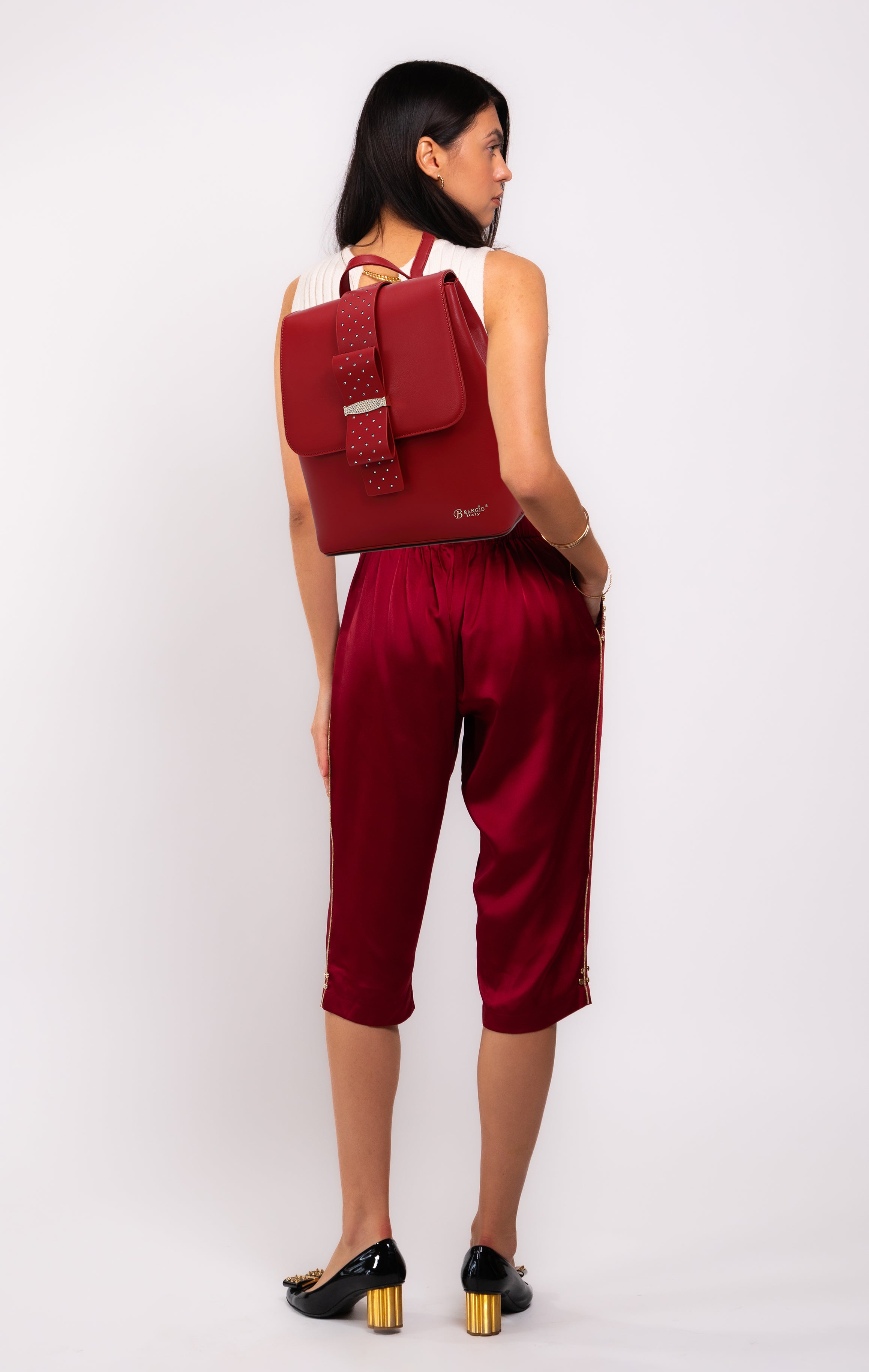 Brangio Italy Glamorous Scarlet Bow Ribbon Romance Backpack