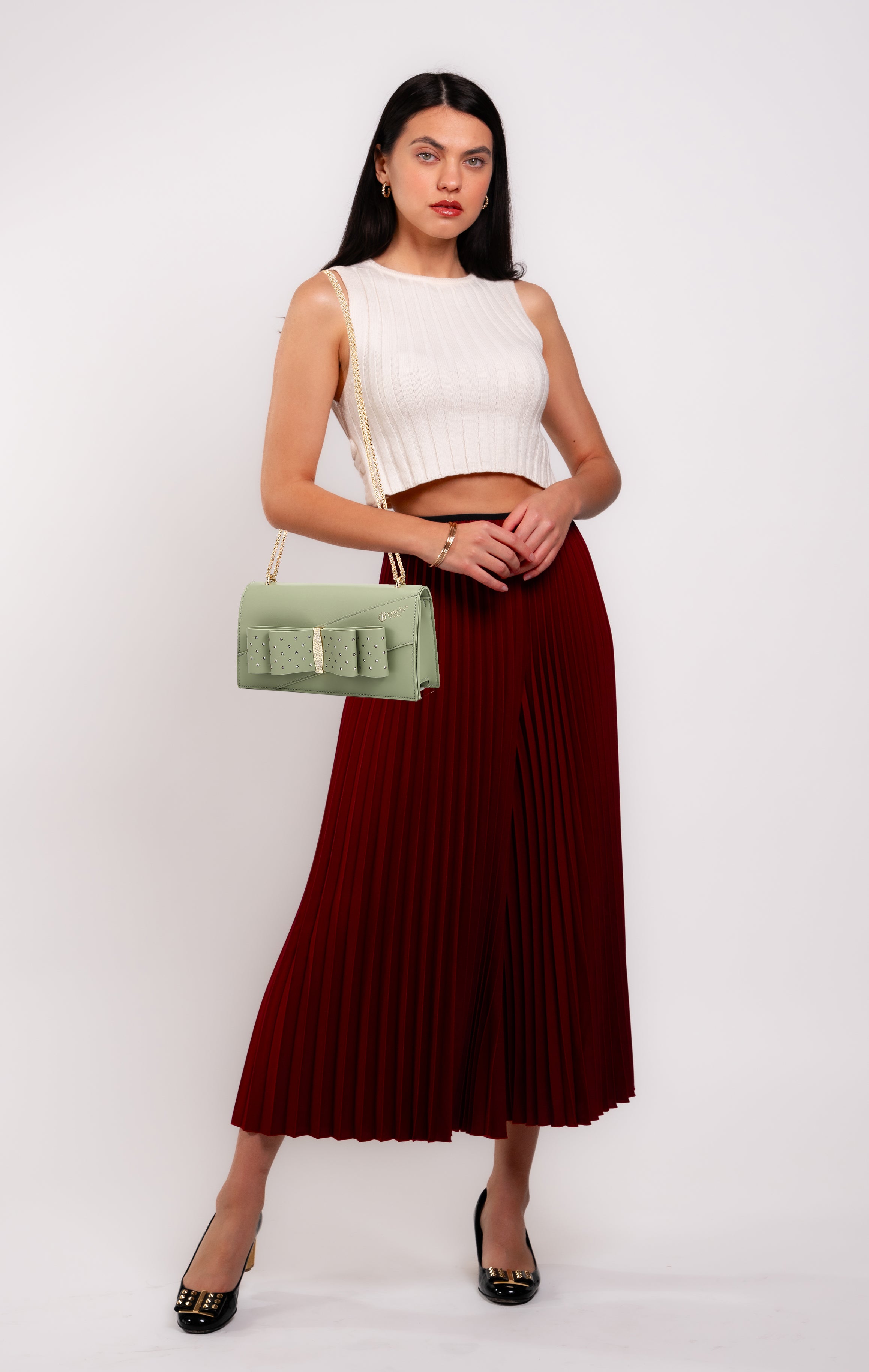 Brangio Italy Sage Bow Clutch Crossbody Bag
