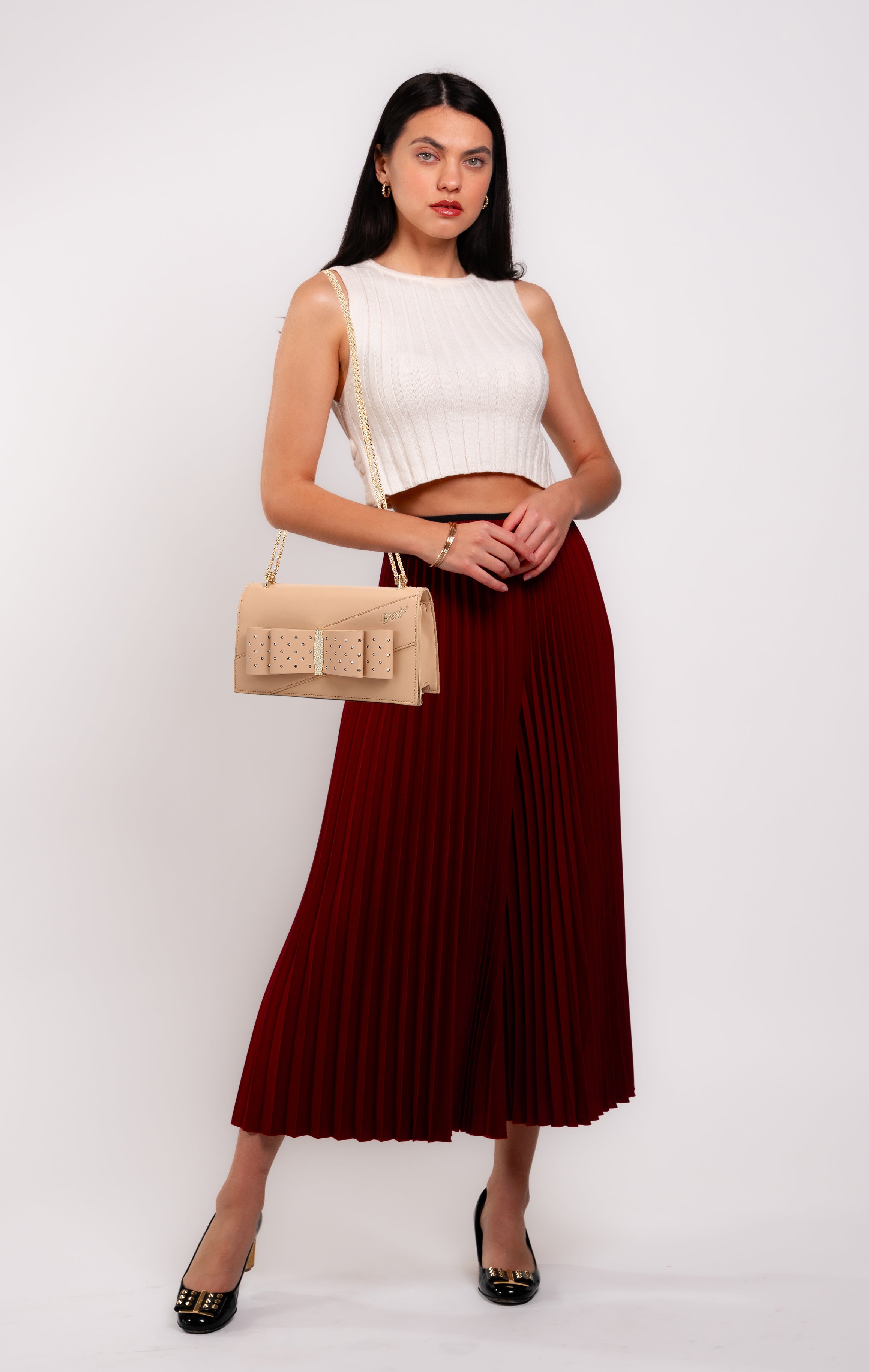 Brangio Italy Sage Bow Clutch Crossbody Bag
