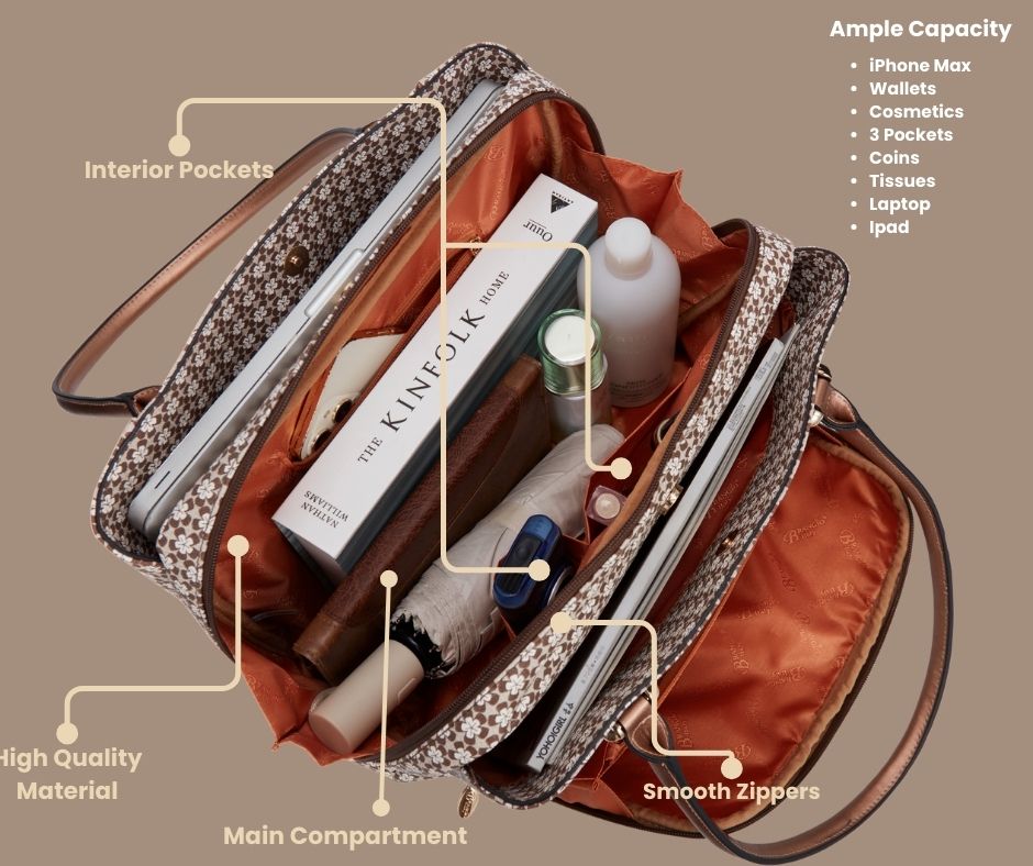 Brangio Italy Luxury Floral Pattern Designer Laptop Tote Bag
