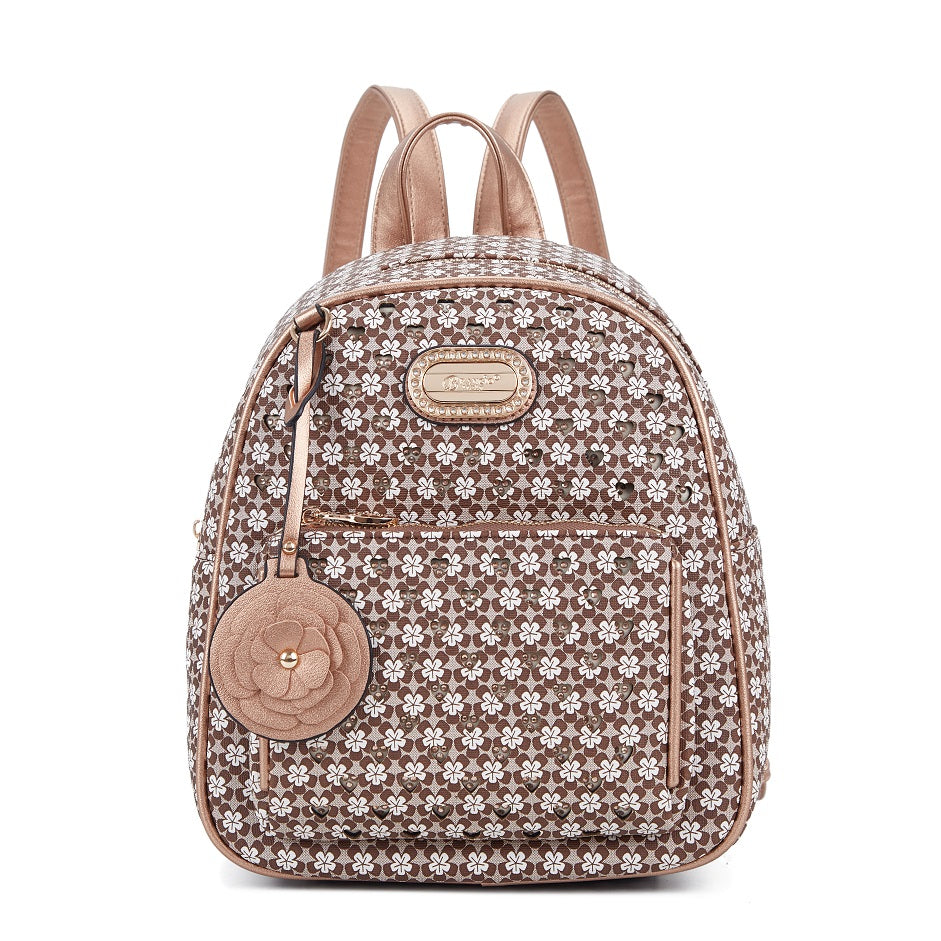 Brangio Italy Floral Rose Gold Accents Mini Backpack