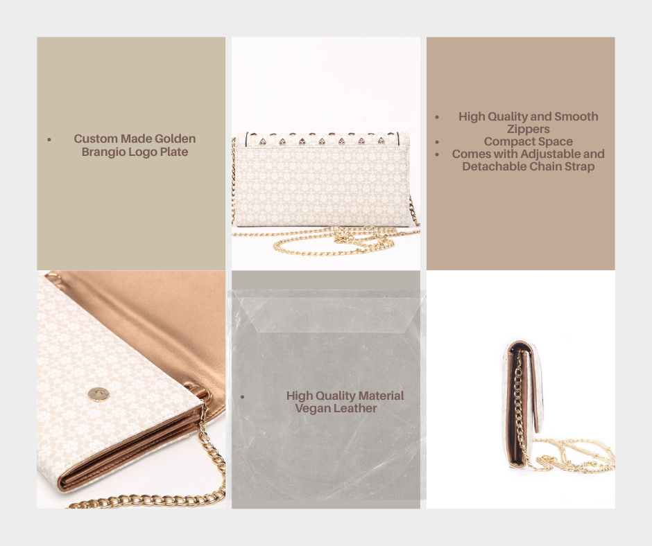 Brangio Chic Floral Crossbody Bag - Heart-Studded Evening Clutch Bag