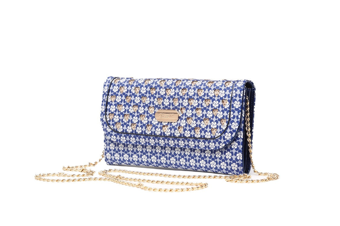 Brangio Chic Floral Crossbody Bag - Heart-Studded Evening Clutch Bag
