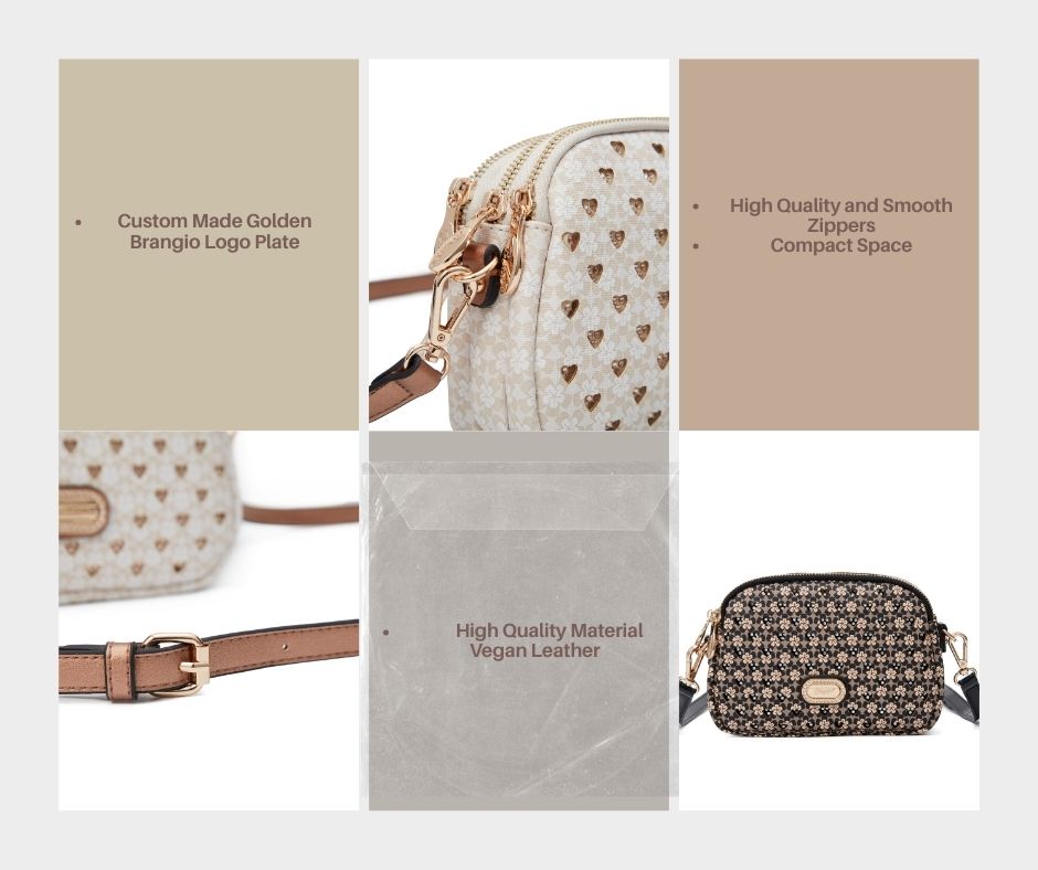 Brangio Italy Luxury Designer with Rhinestone Crossbody Bag