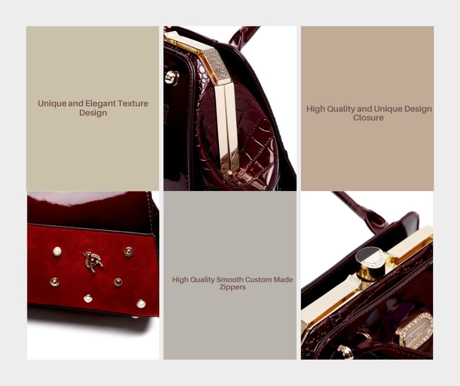 Brangio Italy Patent Leather Satchel Bag for Women - Designer Top Handle Handbag