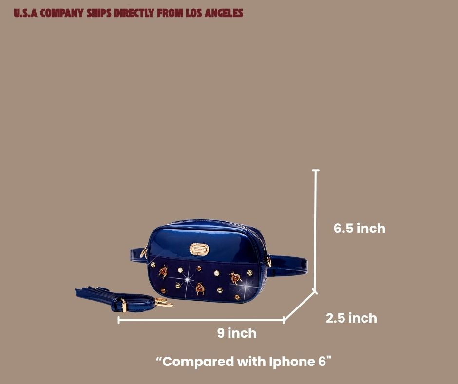 Brangio Italy Studded Velvet Accent Fannypack Bag & Crossbody Bag