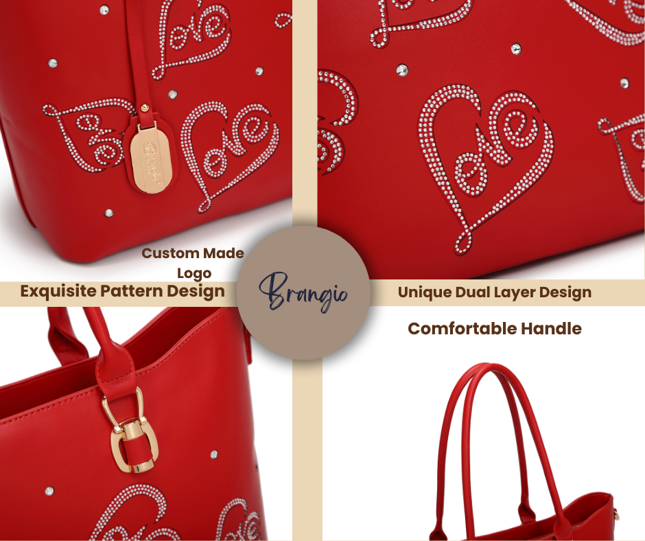 Brangio Elegant Love-Embellished Tote Bag