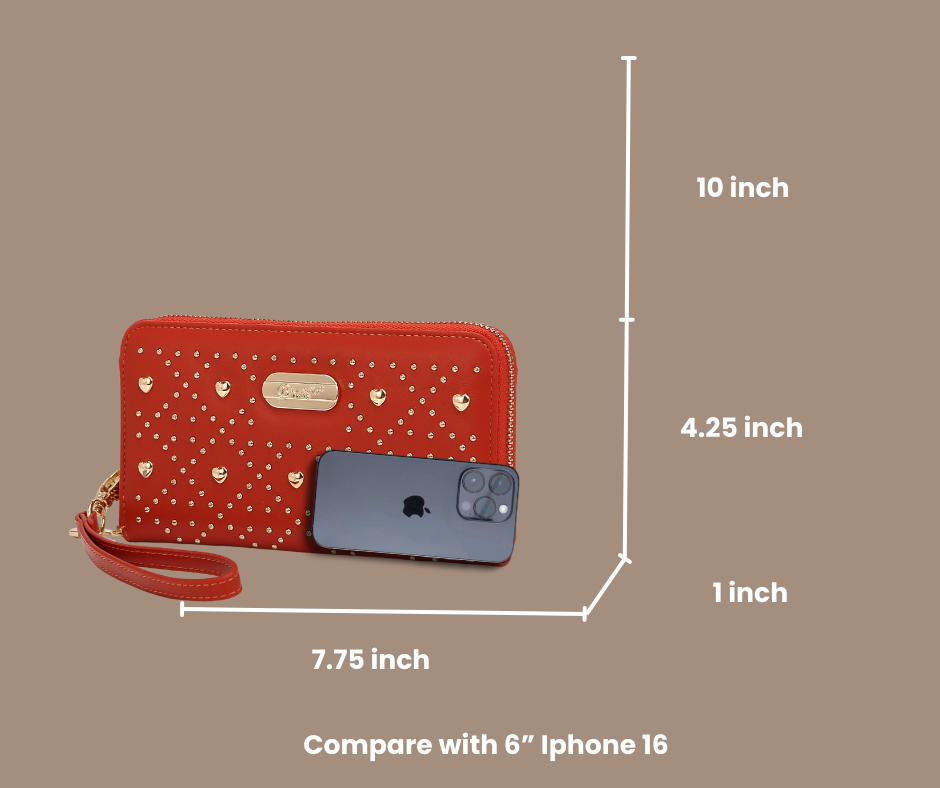 Brangio Glamorous Studded Wristlet Wallet