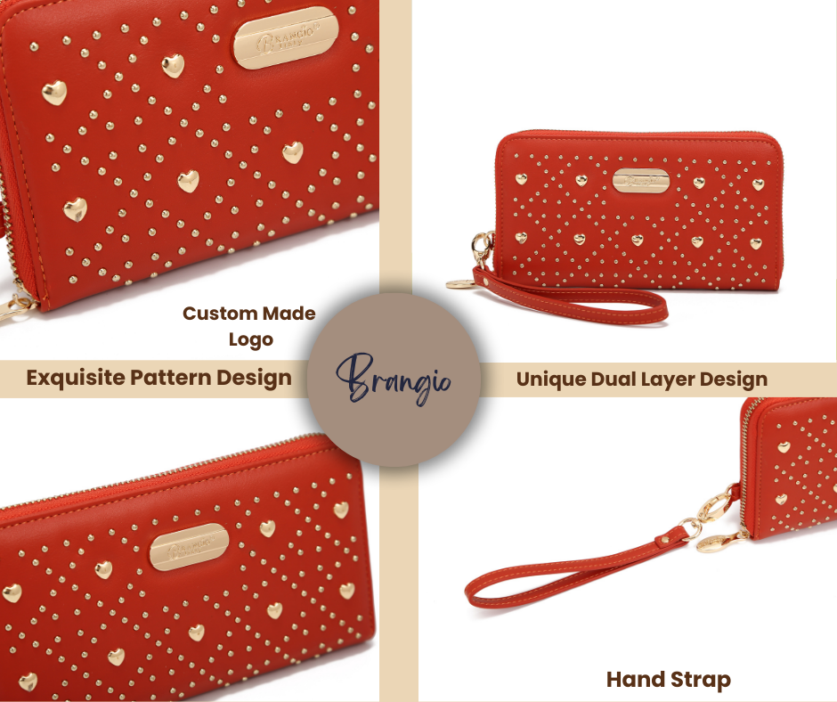 Brangio Glamorous Studded Wristlet Wallet