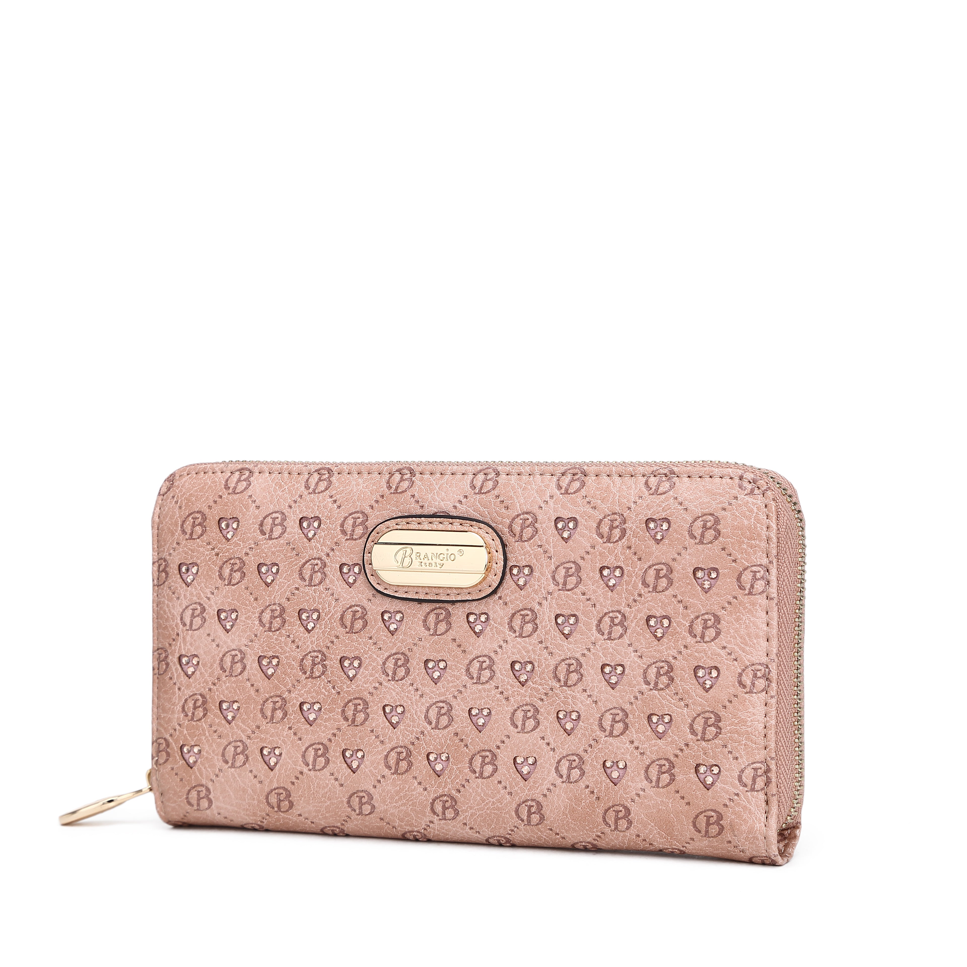 Brangio Italy Monogram Designer Signature Satchel Bag + Wallet Set