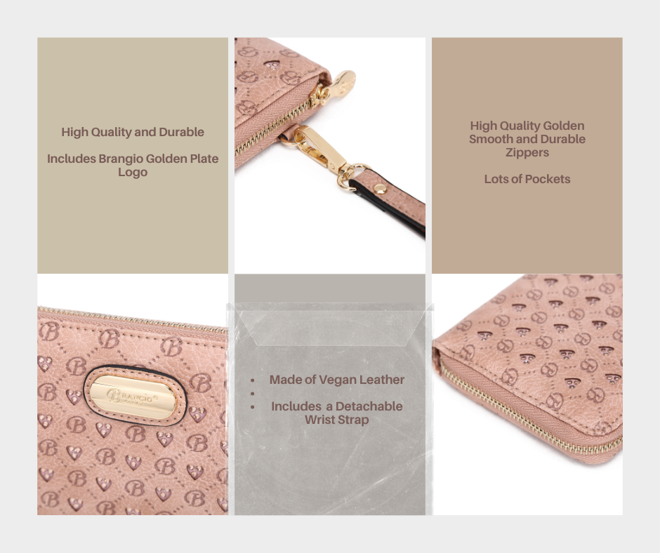 Brangio Italy Chic 3D Laser cut Zippered Around Wristlet Wallet