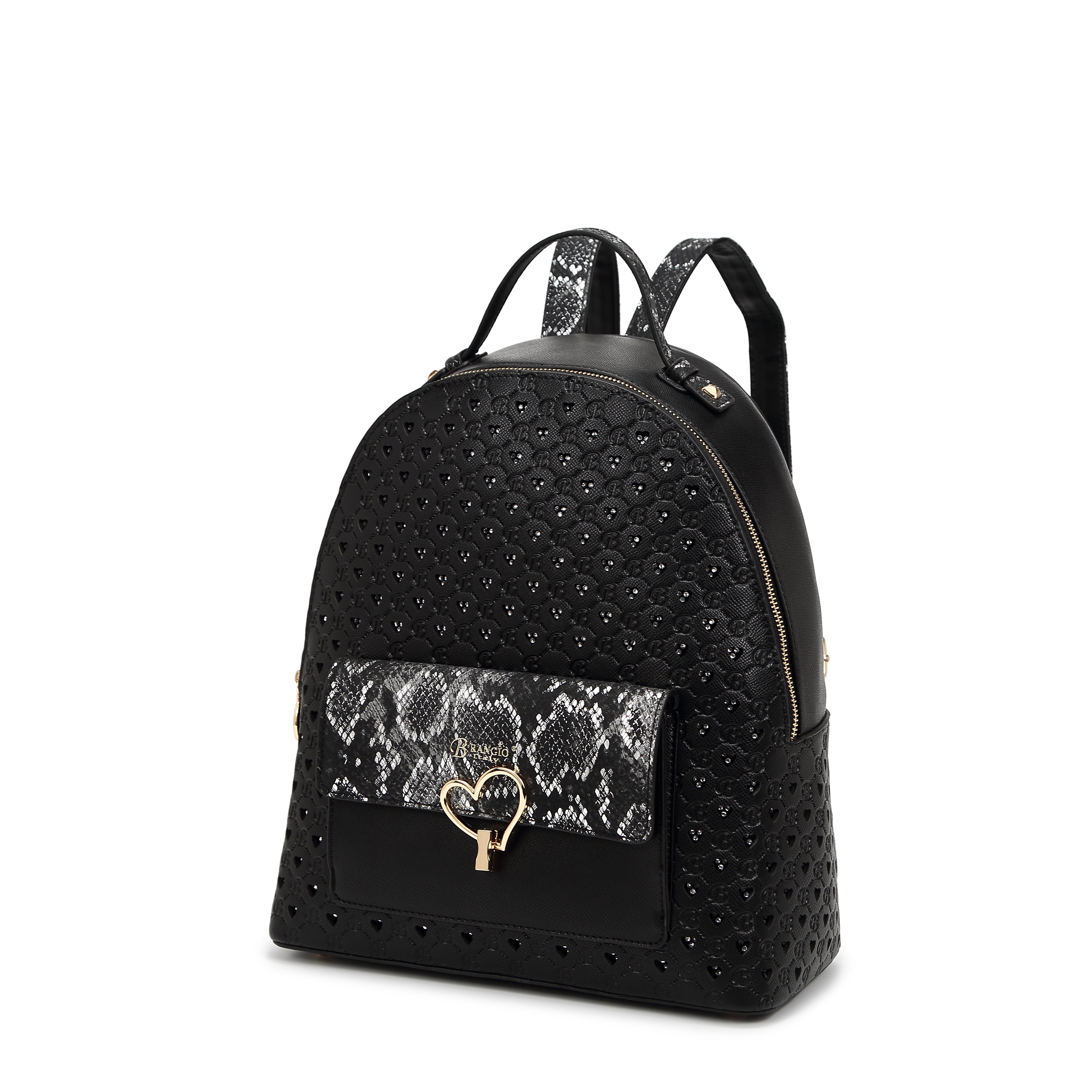 Brangio Chic Heart-Patterned Backpack