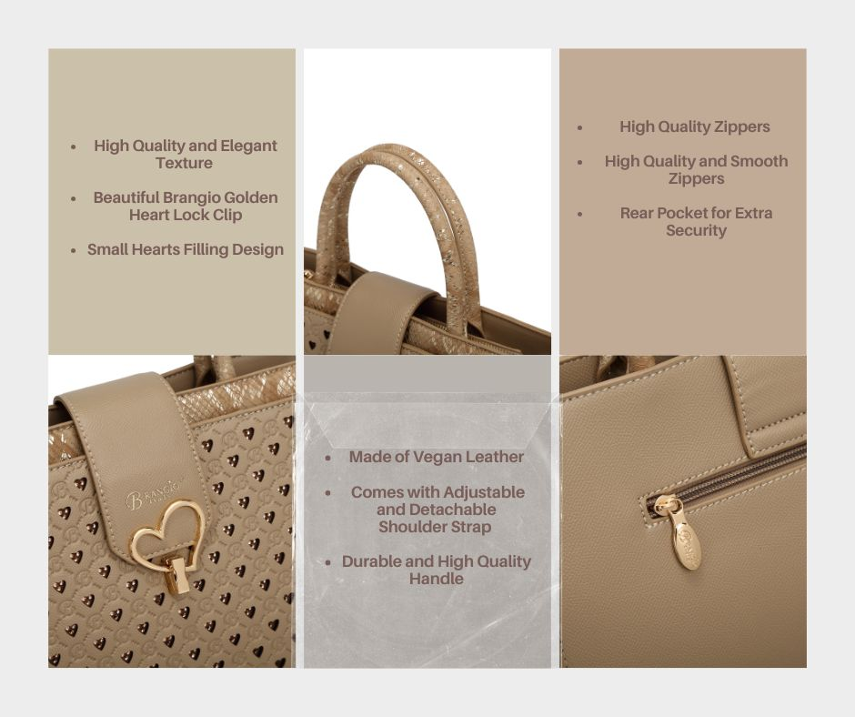 Brangio Italy Heart Cutout Satchel Handbag – Designer Top Handle Crossbody Purse