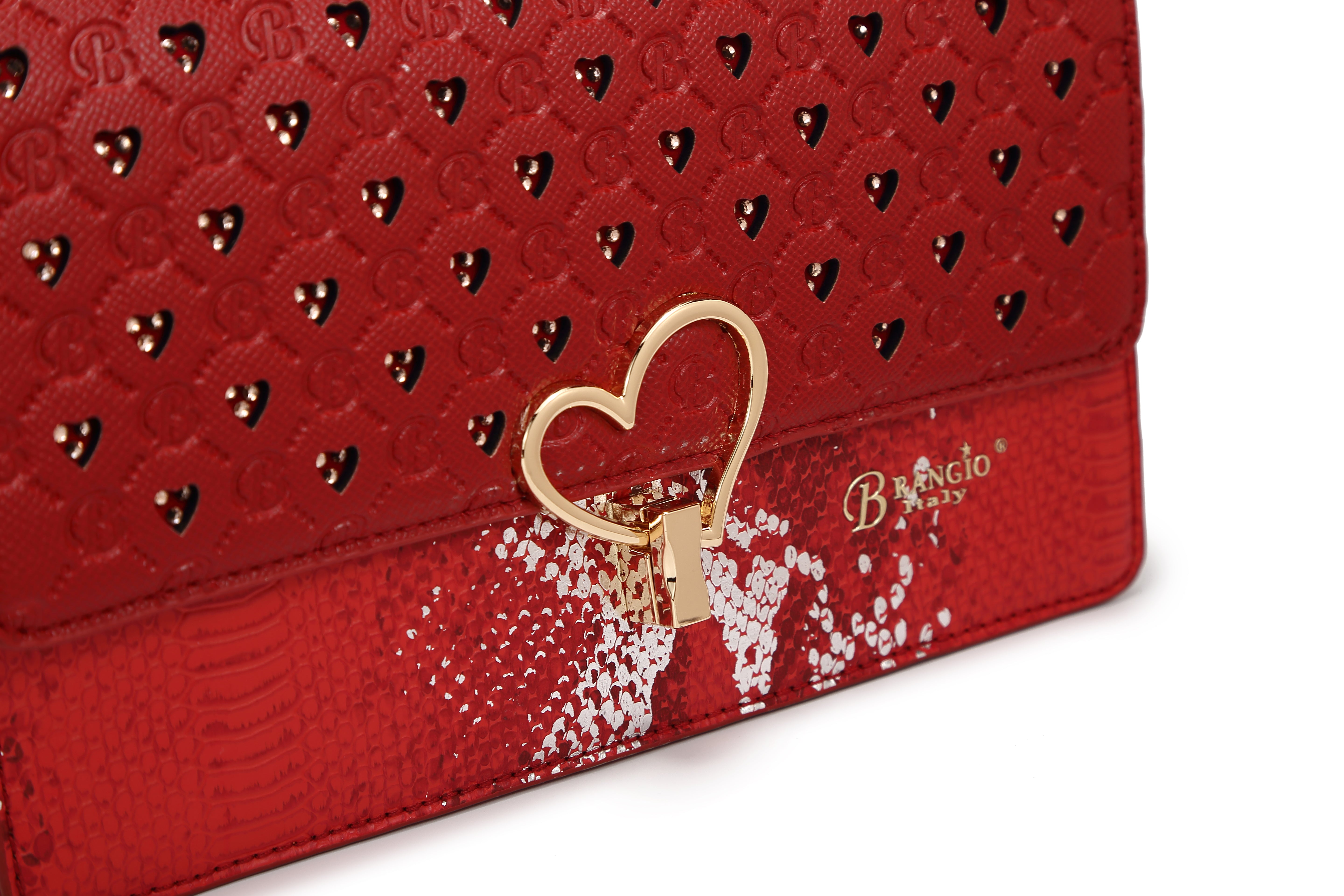 Brangio Elegant Heart-Patterned Crossbody Bag