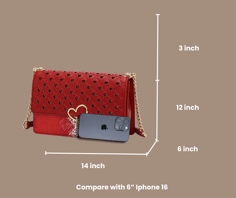 Brangio Elegant Heart-Patterned Crossbody Bag