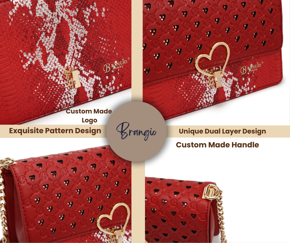 Brangio Elegant Heart-Patterned Crossbody Bag