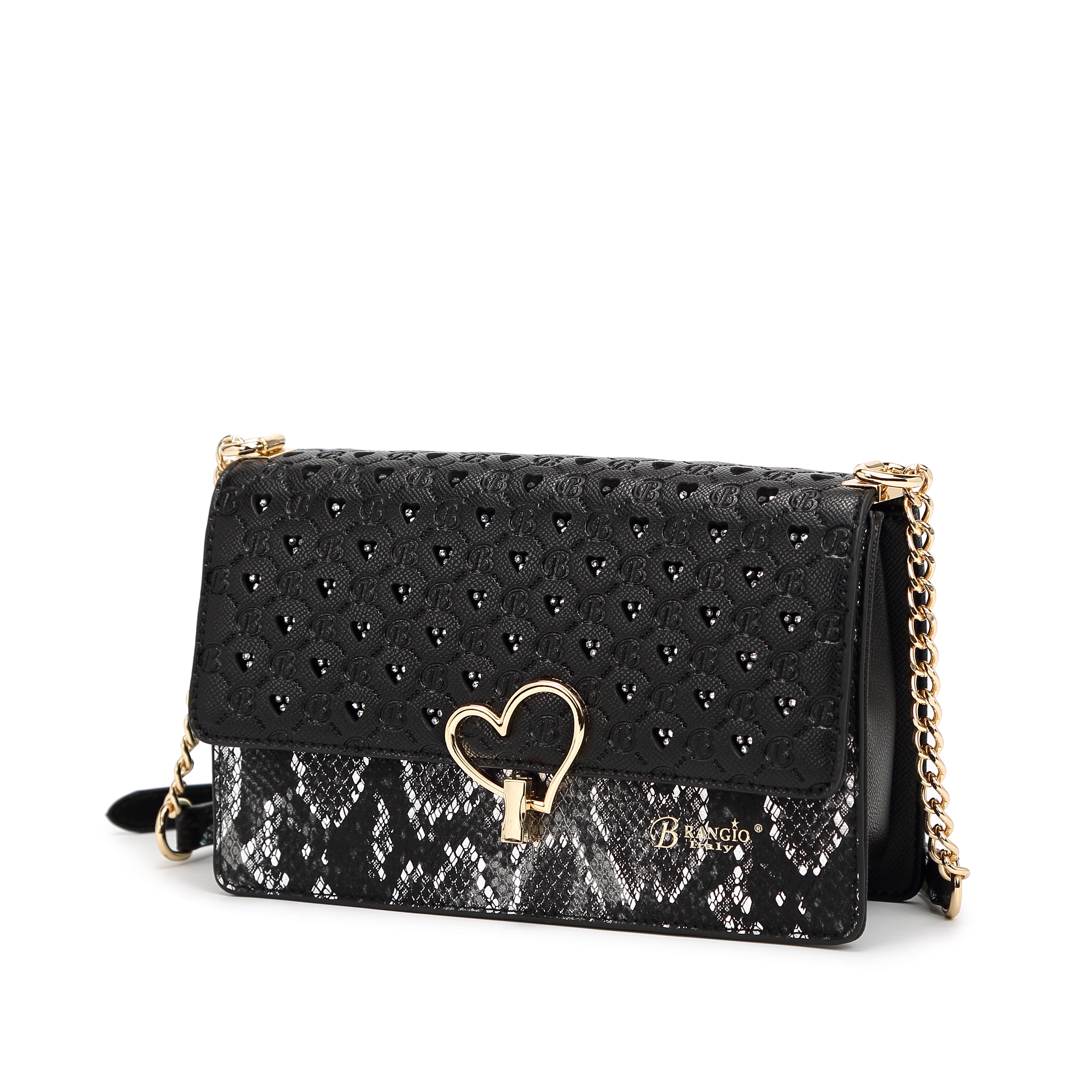 Brangio Elegant Heart-Patterned Crossbody Bag