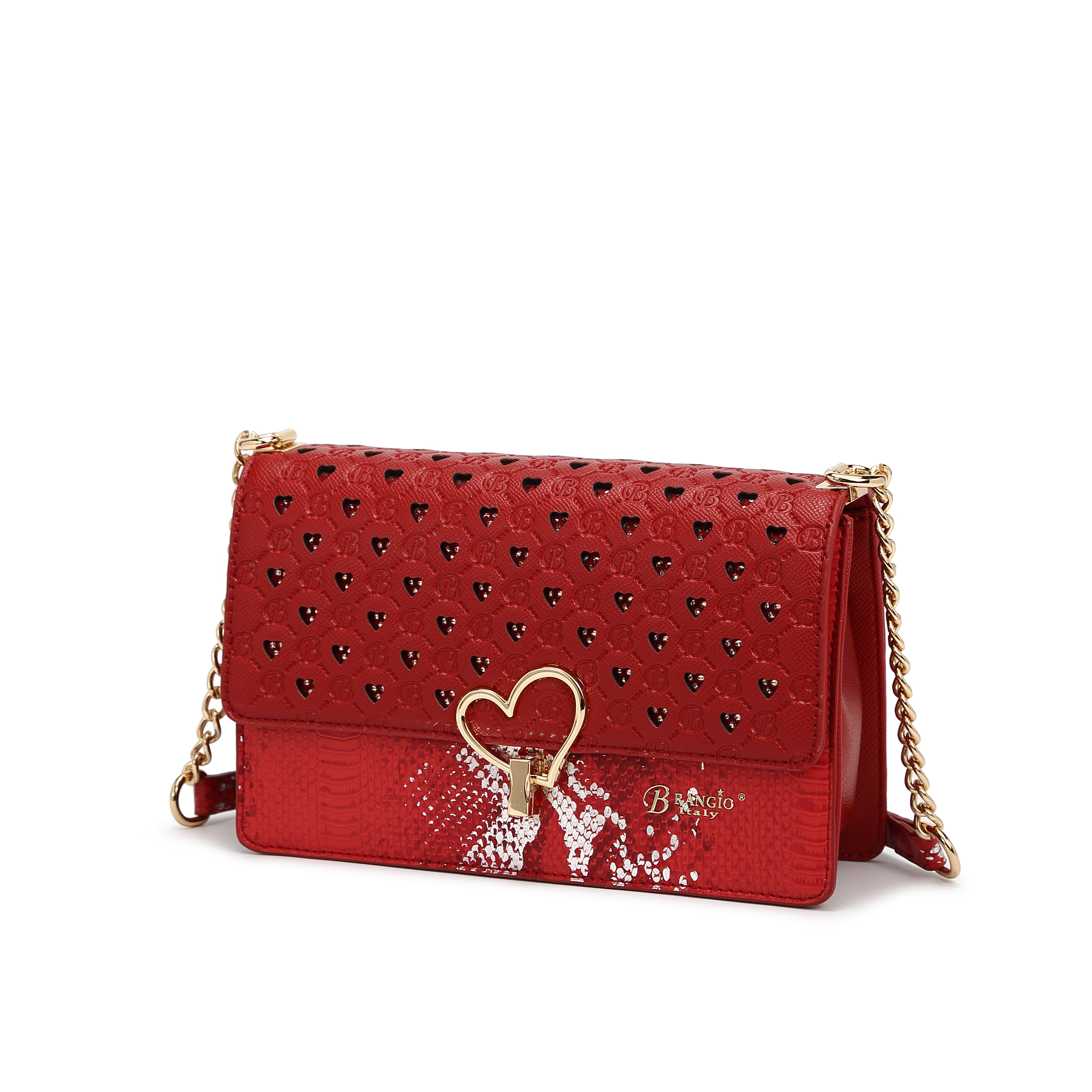 Brangio Elegant Heart-Patterned Crossbody Bag