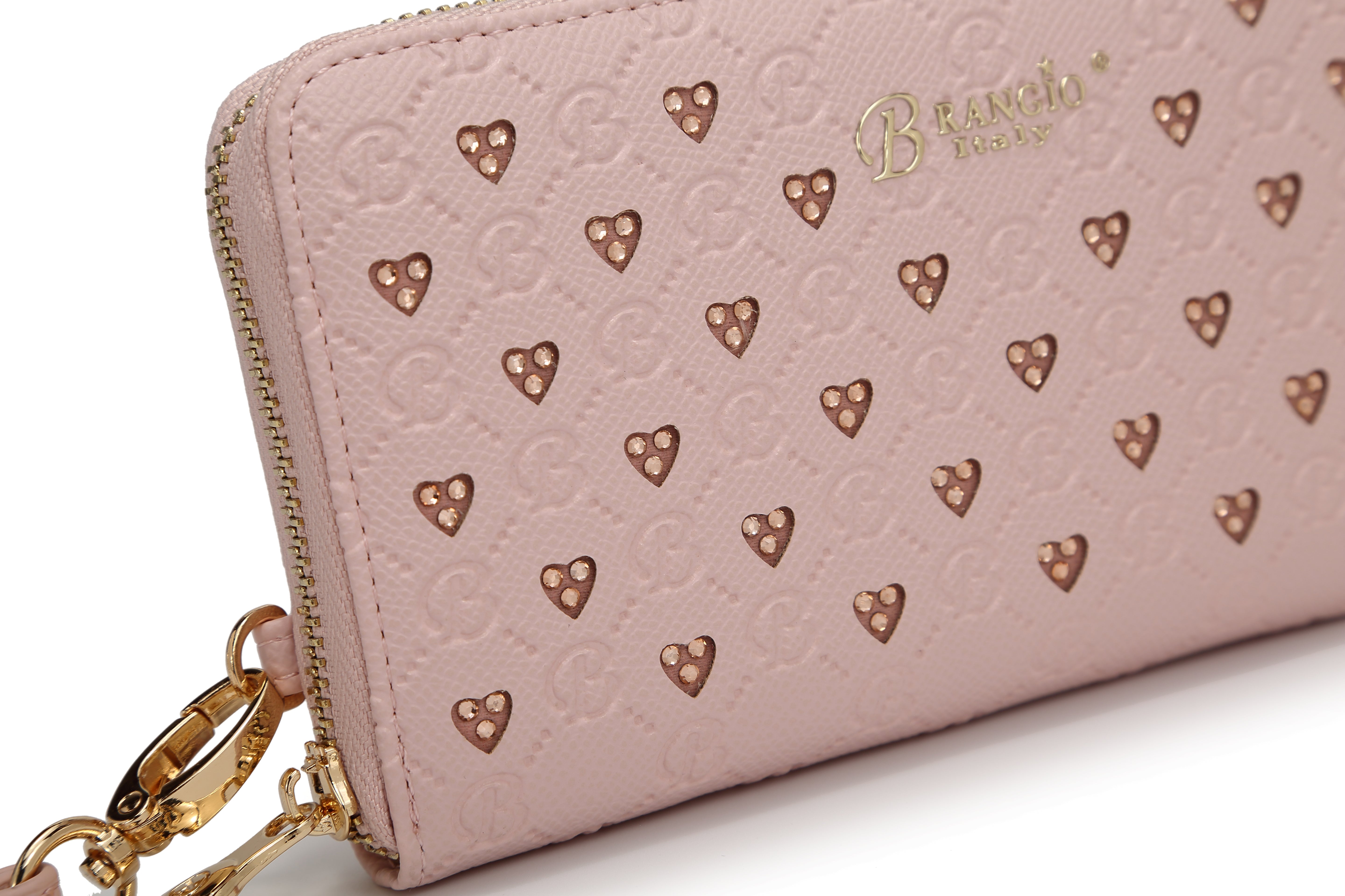 Brangio Elegant Heart-Studded Wristlet Wallet