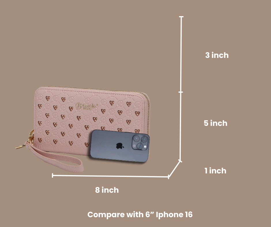 Brangio Elegant Heart-Studded Wristlet Wallet