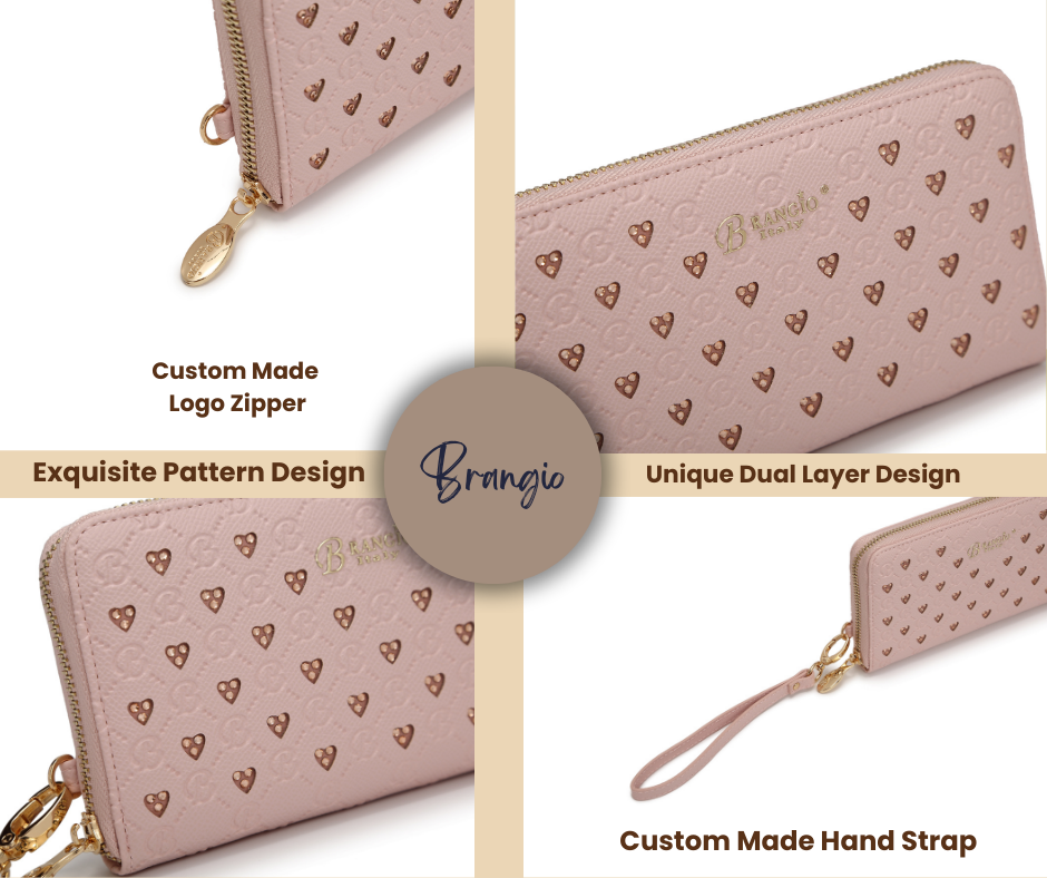 Brangio Elegant Heart-Studded Wristlet Wallet