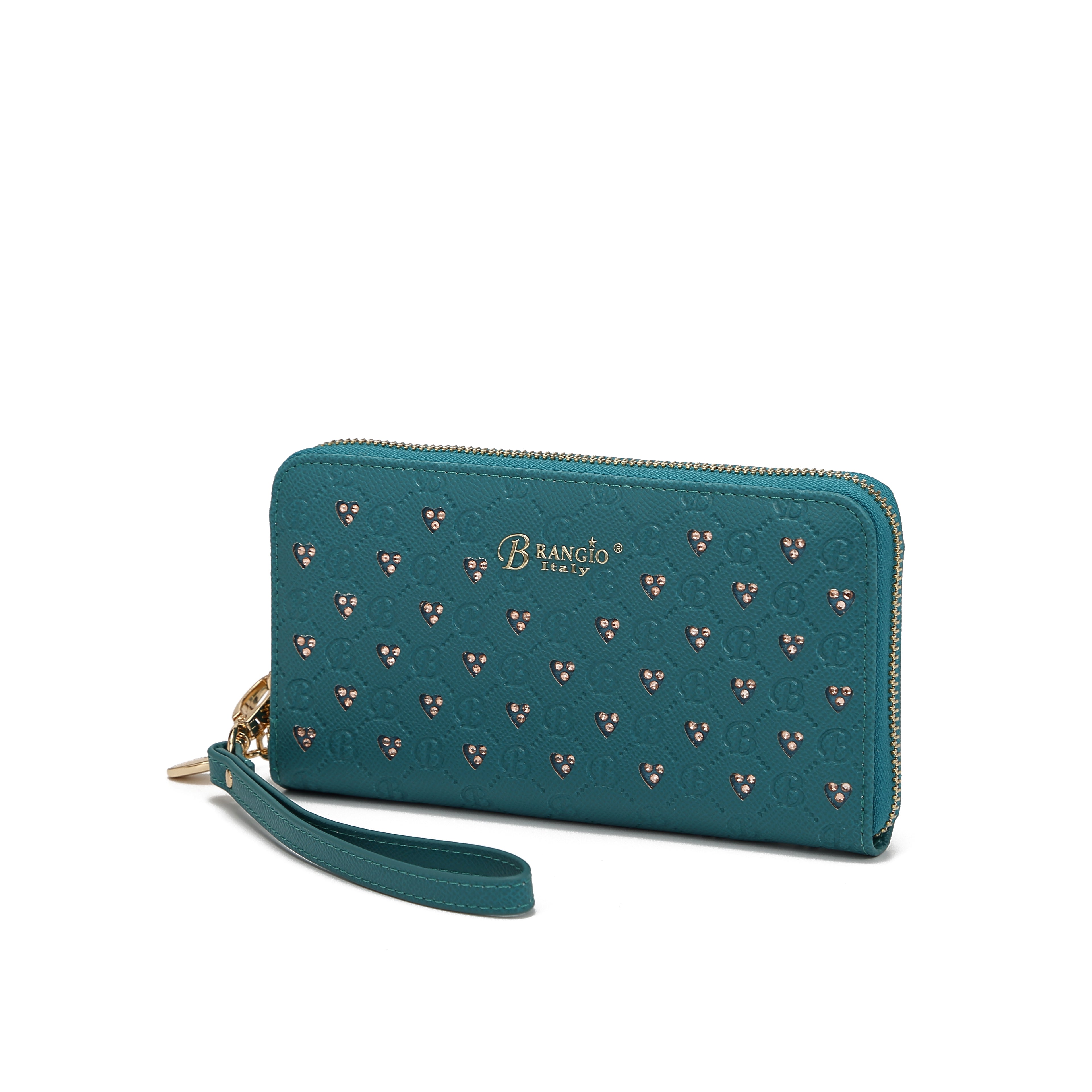 Brangio Elegant Heart-Studded Wristlet Wallet
