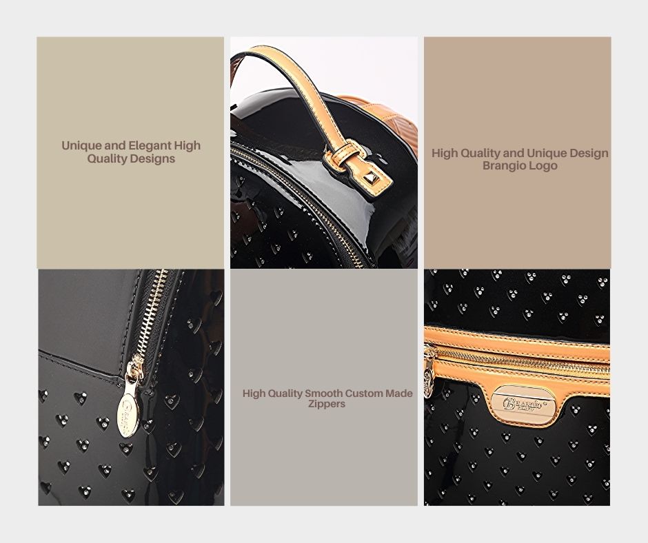 Brangio Luxury Studded Leather Hearts Backpack