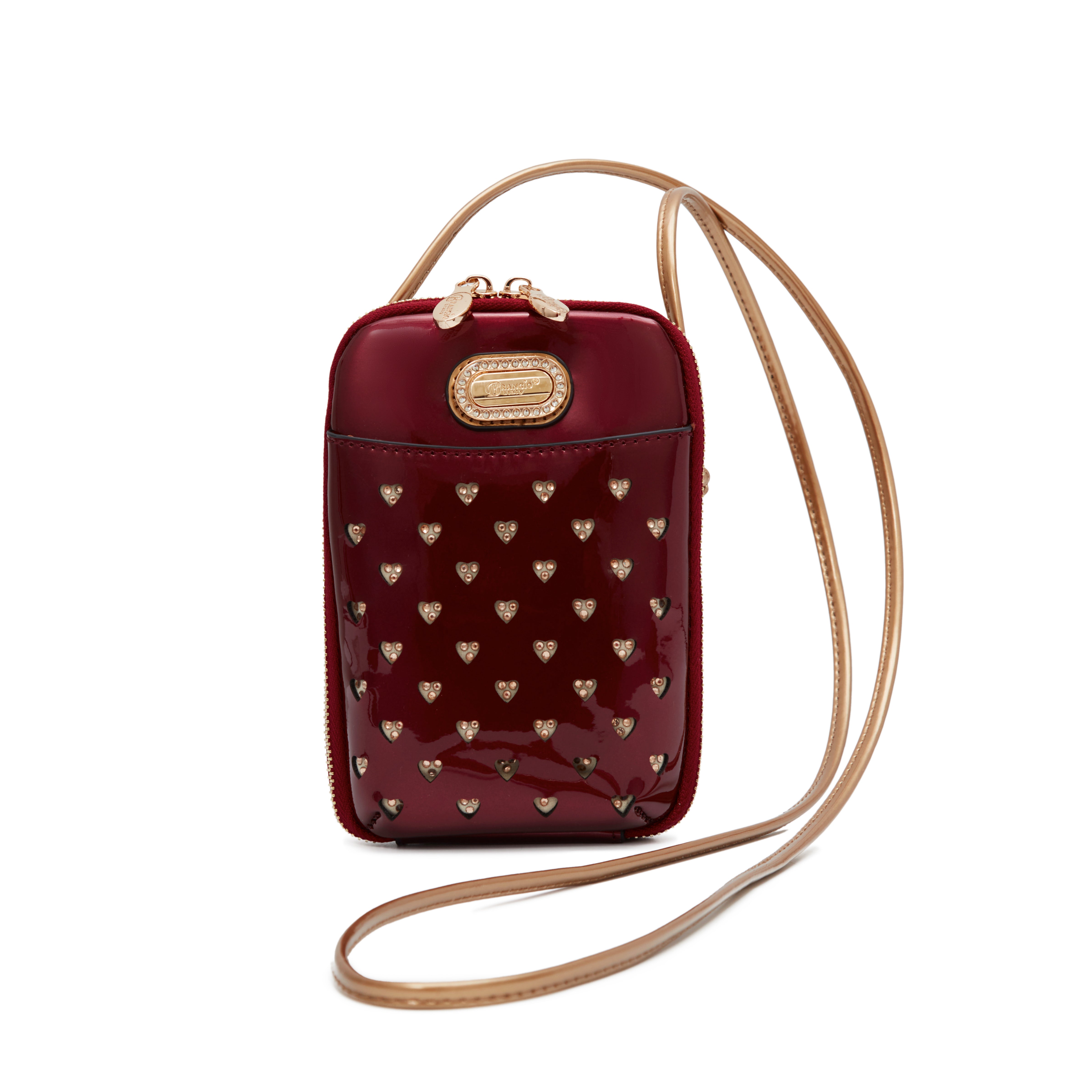 Brangio Italy Heart Stud Mini Patent Leather Phone Purse