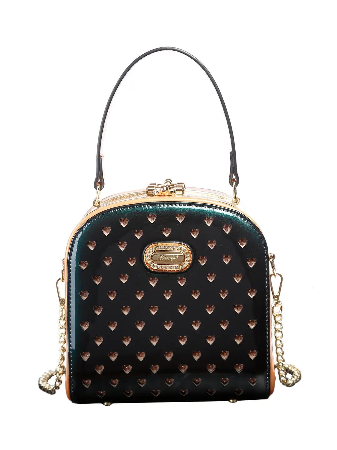 Brangio Italy Elegant Heart-Embellished Starz Art Retro Unique Top Handle Bag