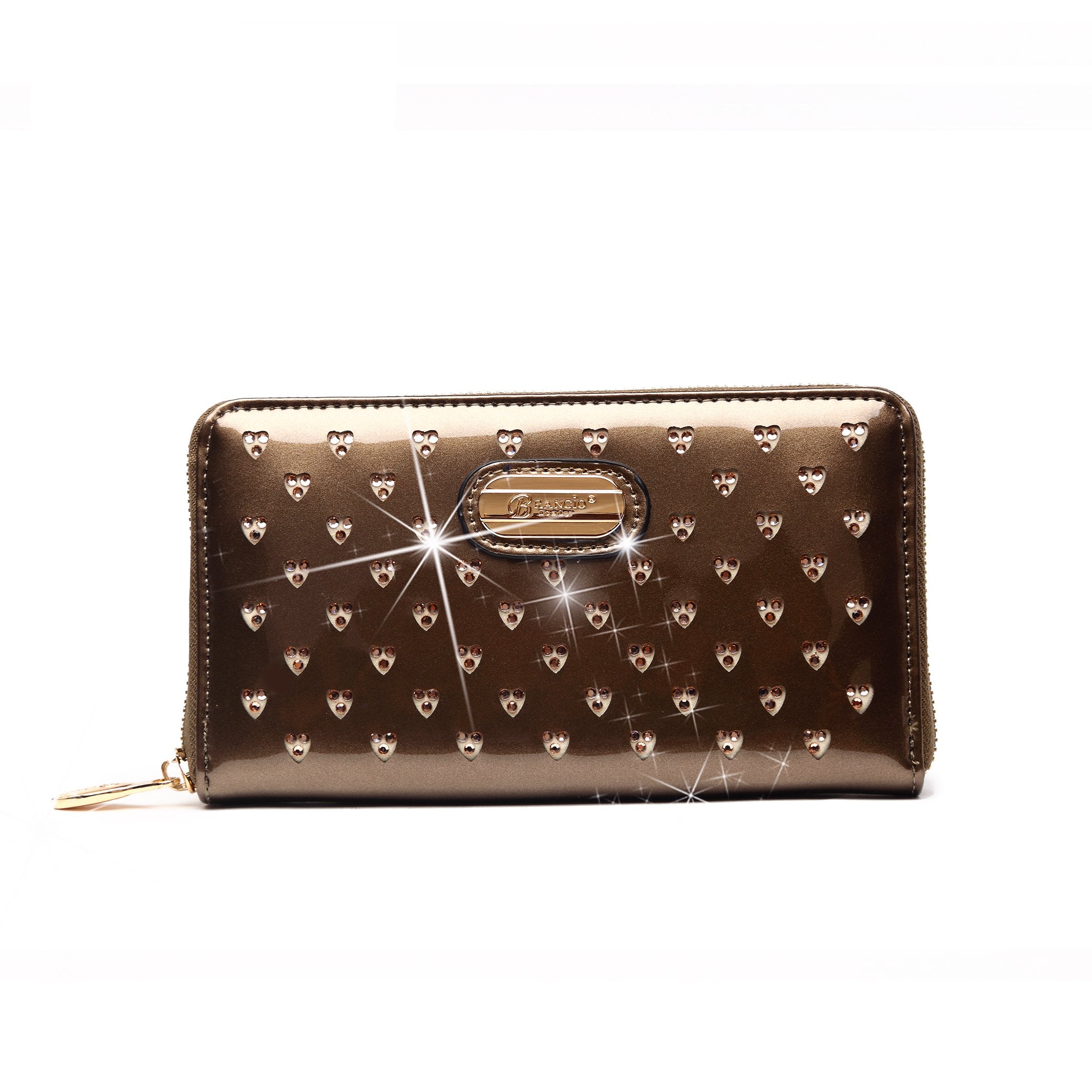 Brangio Italy Luxury Heart Stud zippered wristlet Wallet