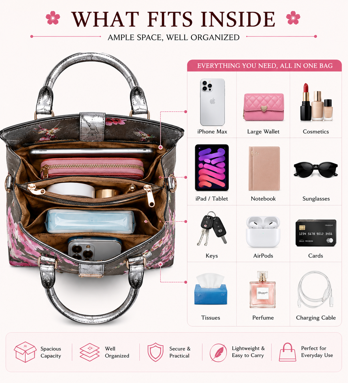 Brangio Luxe Hummingbird Floral Satchel/Wallet Set