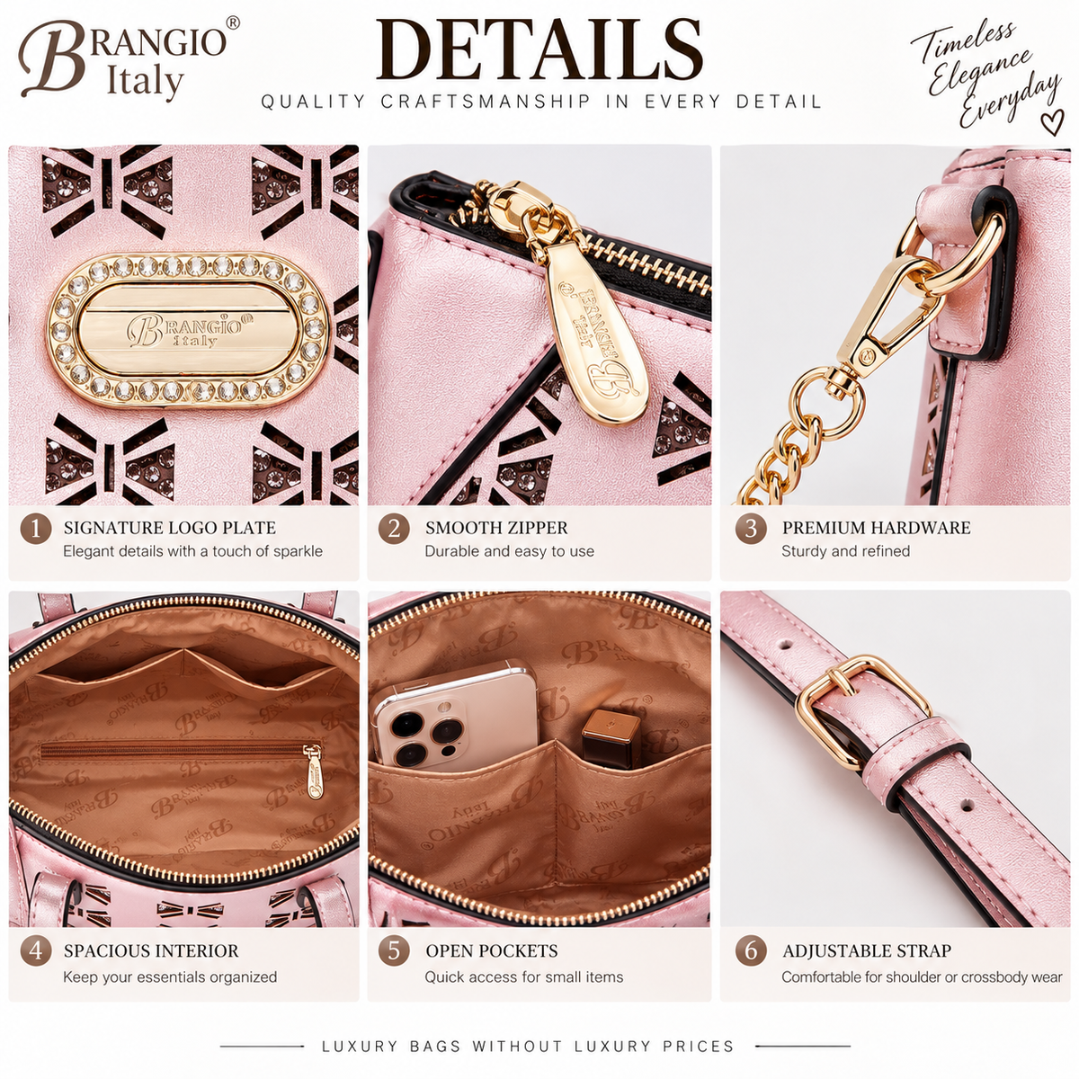 Brangio Italy Laser Cut Crossbody Bag – Designer Shoulder Purse