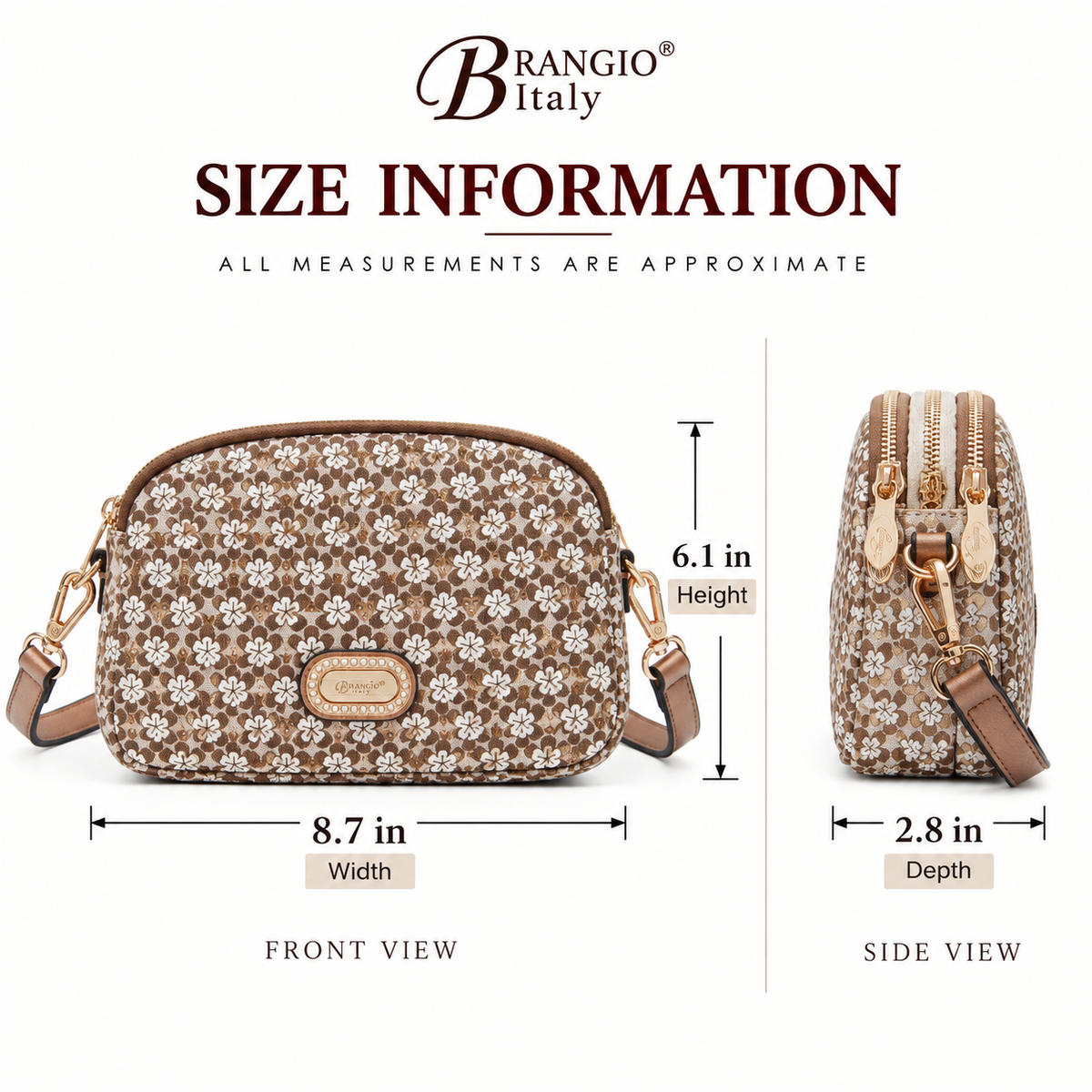 Brangio Italy Luxury Designer with Rhinestone Crossbody Bag