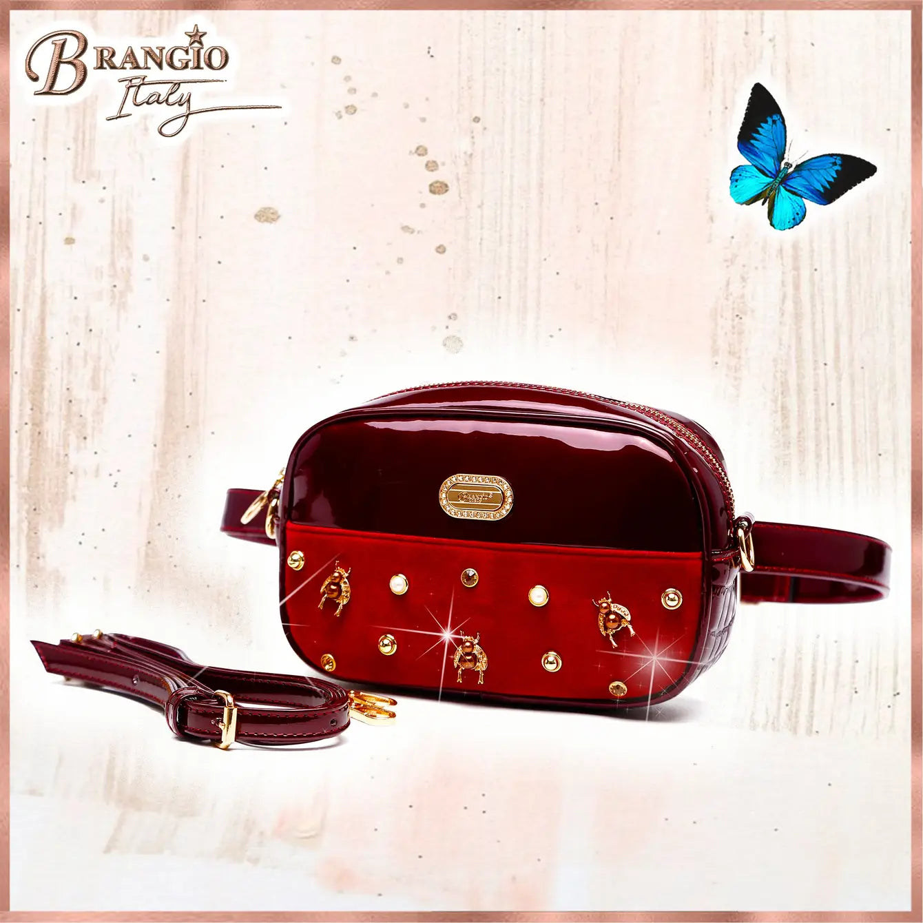 Brangio Italy Chic Patent Leather Fannypack Bag