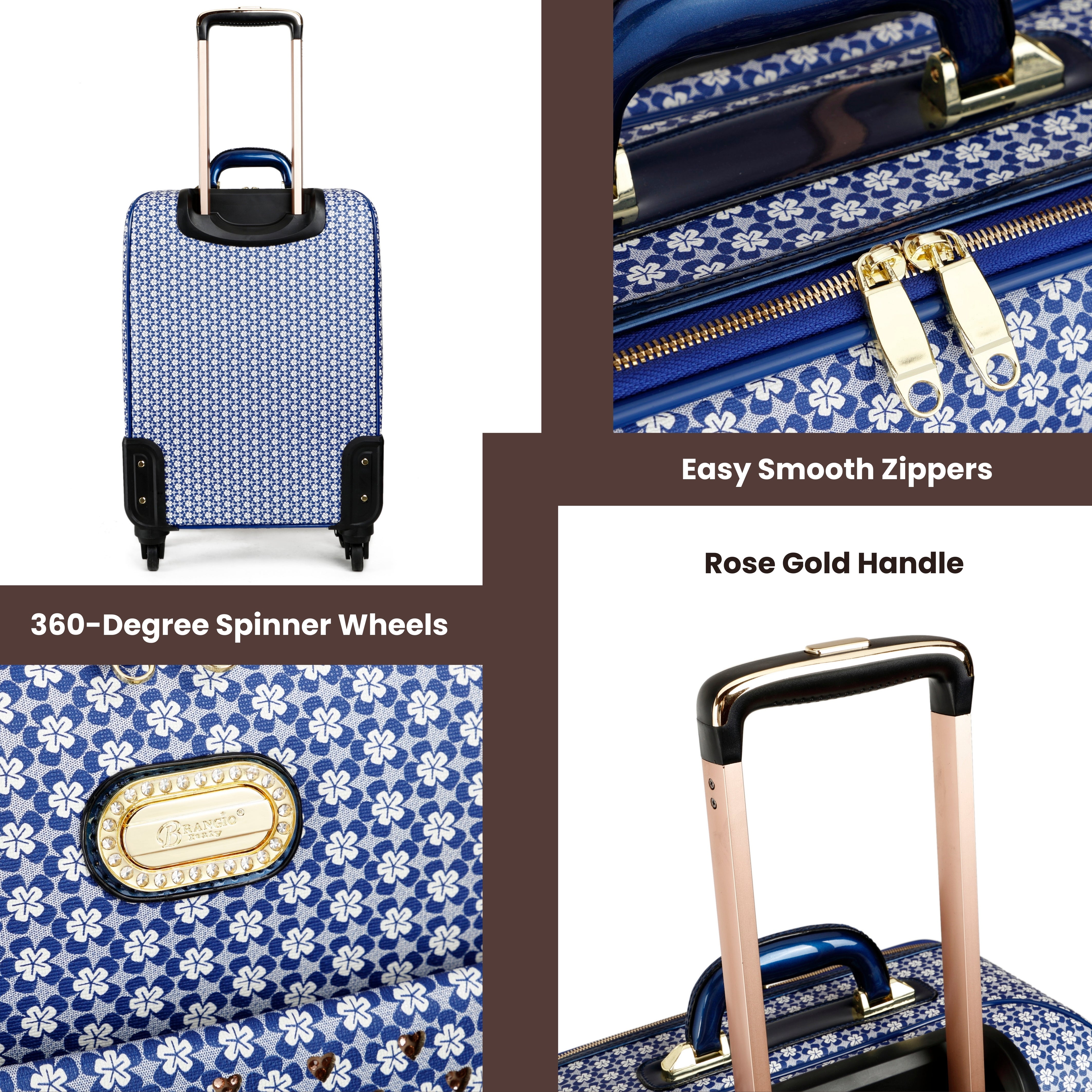 Brangio Italy Daisy Bloom Spinner Wheeled Carry-On Luggage