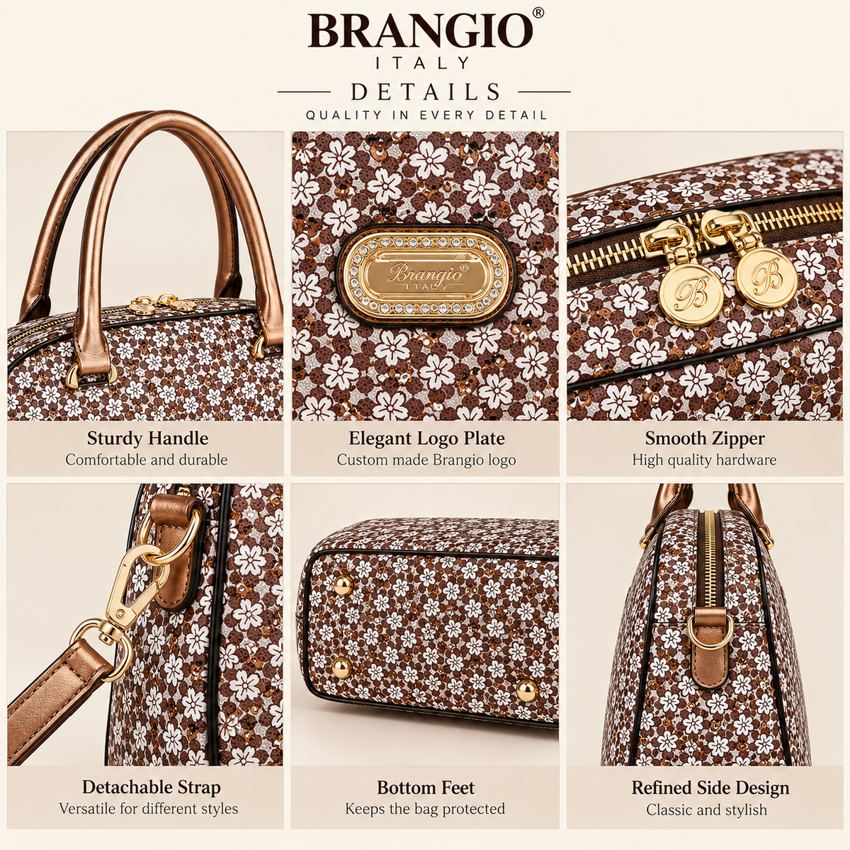 Brangio Italy Daisy Bloom Overnight Latch On Bag