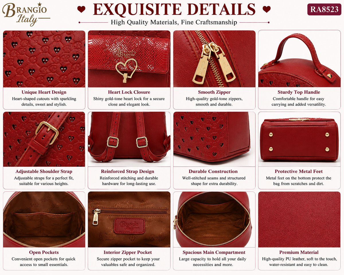 Brangio Italy Elegant Heart & Designer Backpack