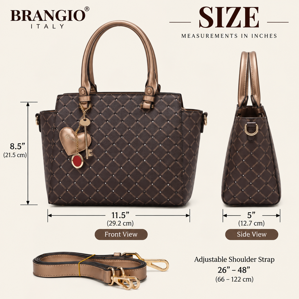Brangio Italy Luxe Diamond Crystal Stud Tote Bag