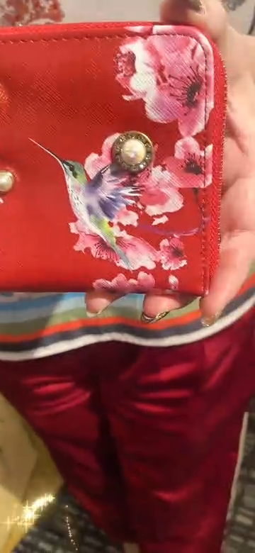 Brangio Italy Floral & Hummingbird Zippered Wristle Wallet