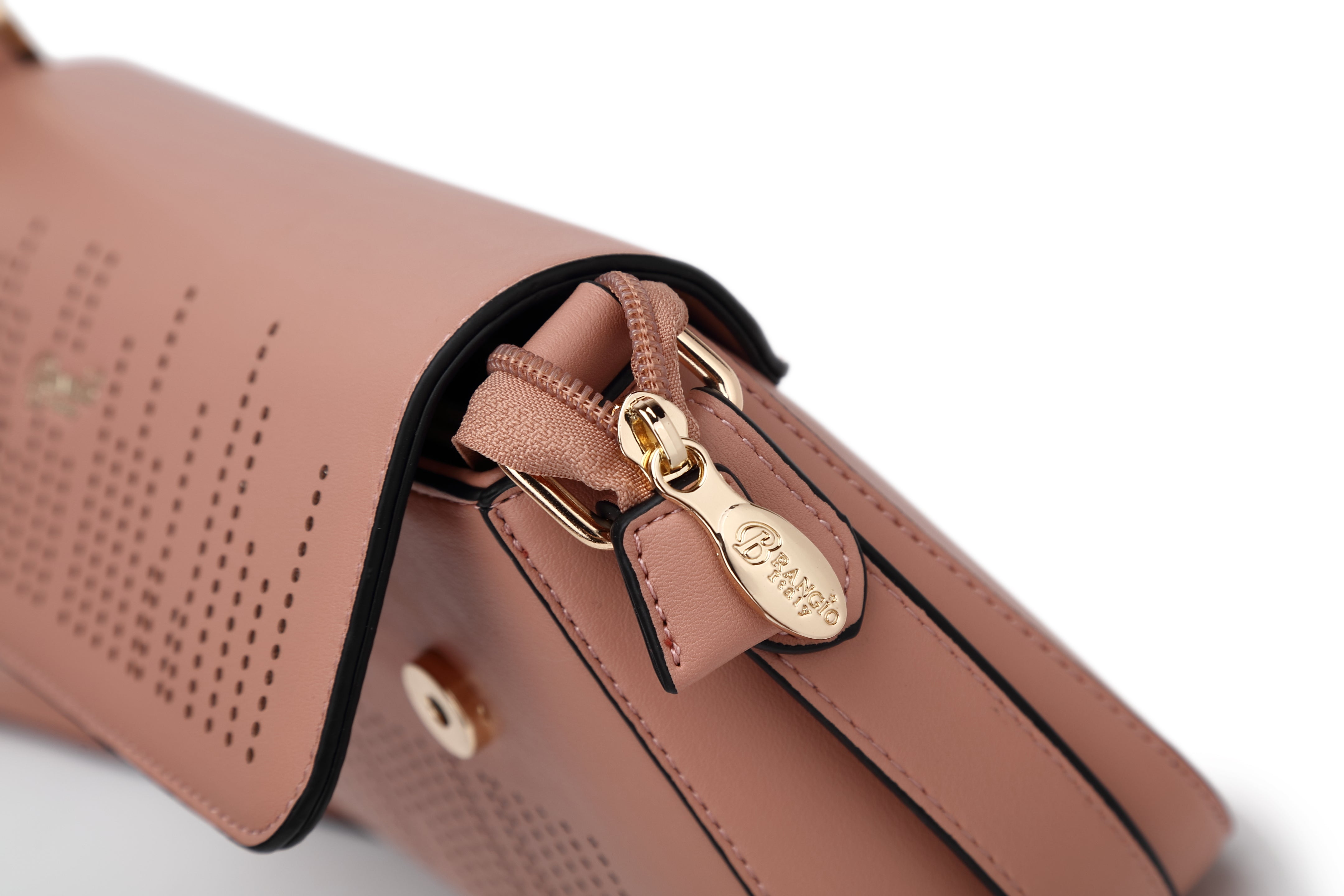 Brangio Italy Studded Laser Cut with Rhinestone Designer Crossbody Bag