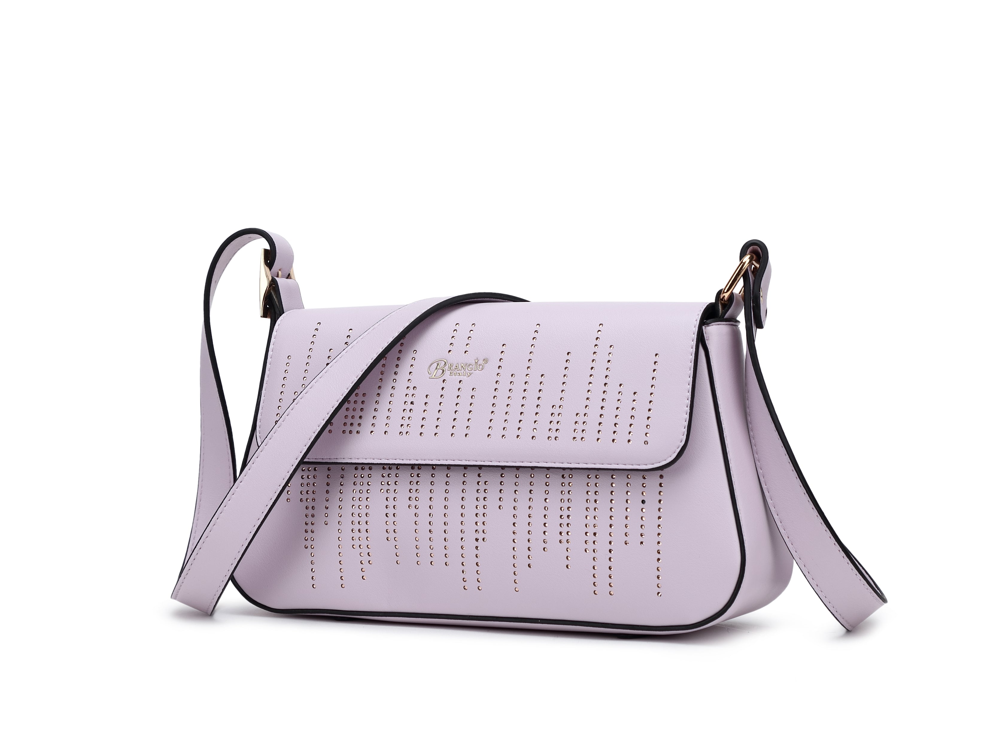 Brangio Italy Studded Laser Cut with Rhinestone Designer Crossbody Bag