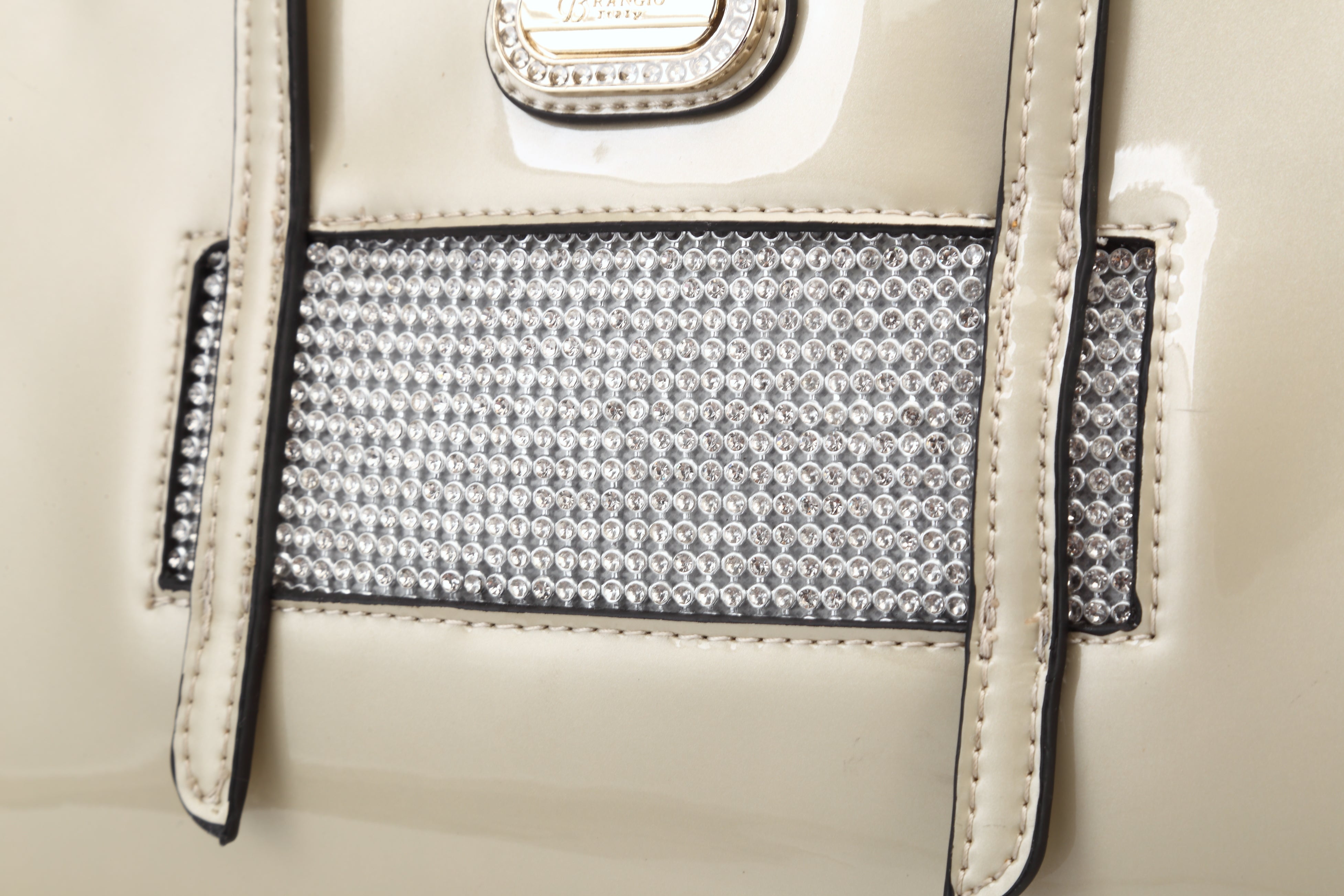 Brangio Italy Patent Leather Rhinestone Tote Bag