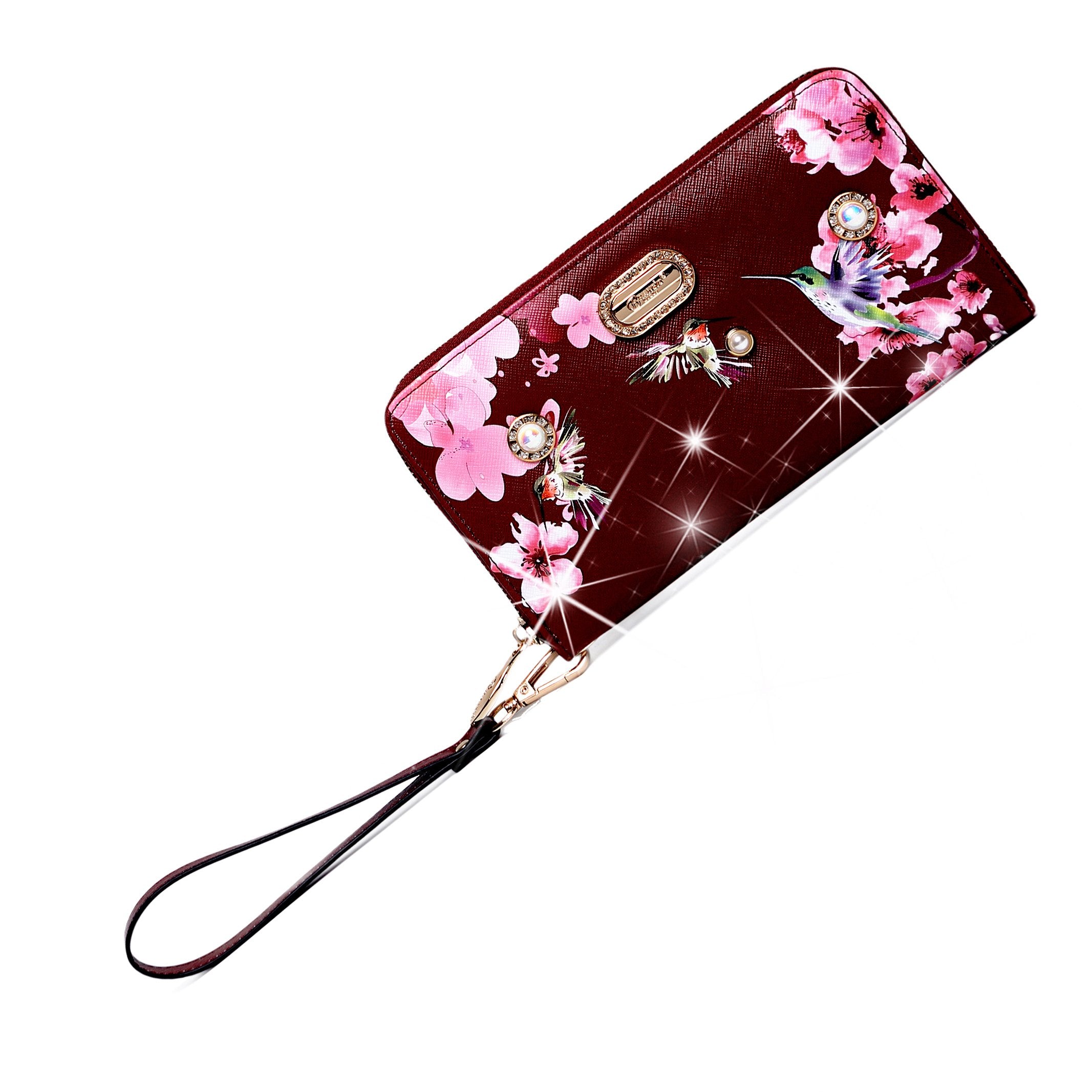 Brangio Luxe Hummingbird Floral Satchel/Wallet Set