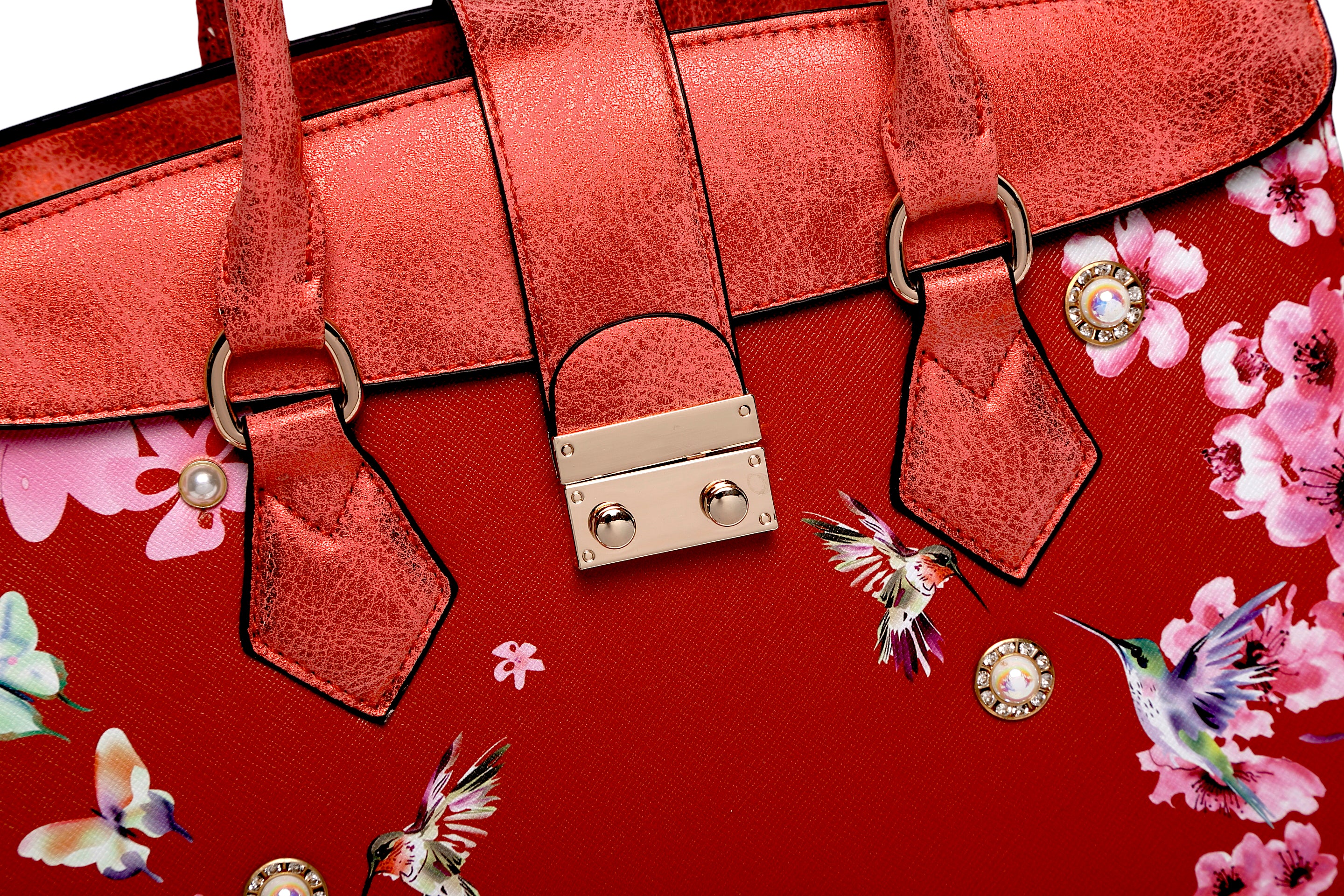 Brangio Luxe Hummingbird Floral Satchel/Wallet Set
