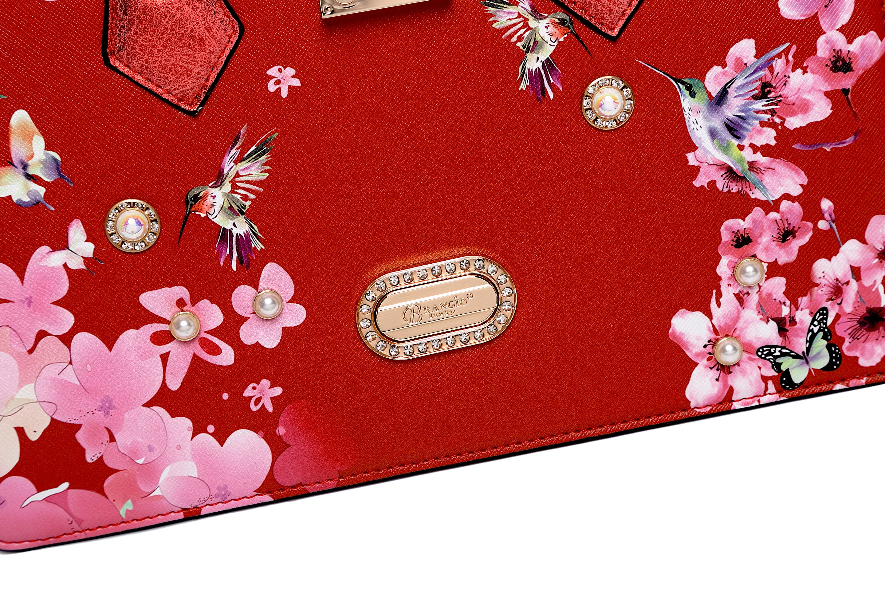 Brangio Luxe Hummingbird Floral Satchel/Wallet Set