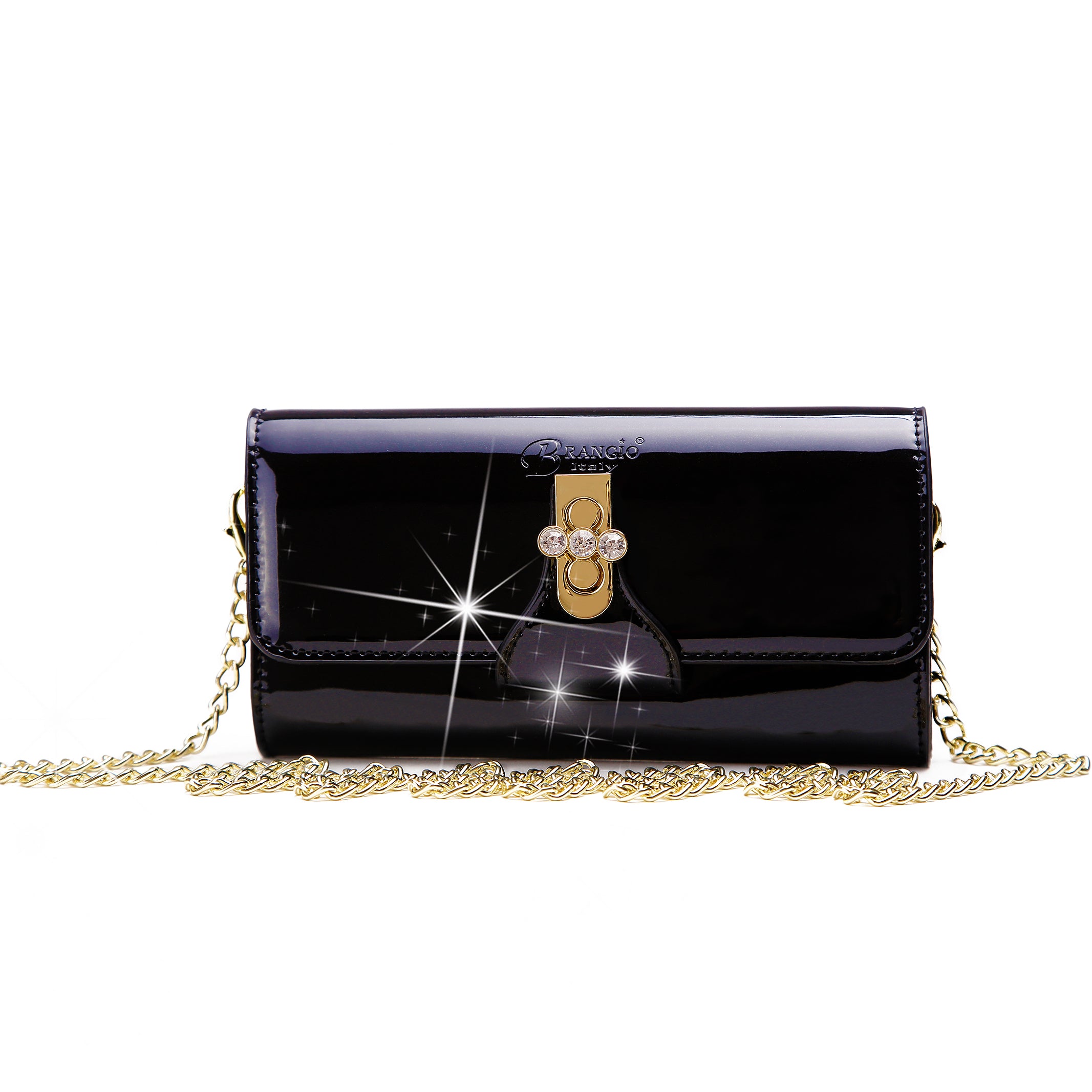 Tri-Star Evening Bridal Clutch Crossbody Bag with Chain Strap - Brangio Italy Co.