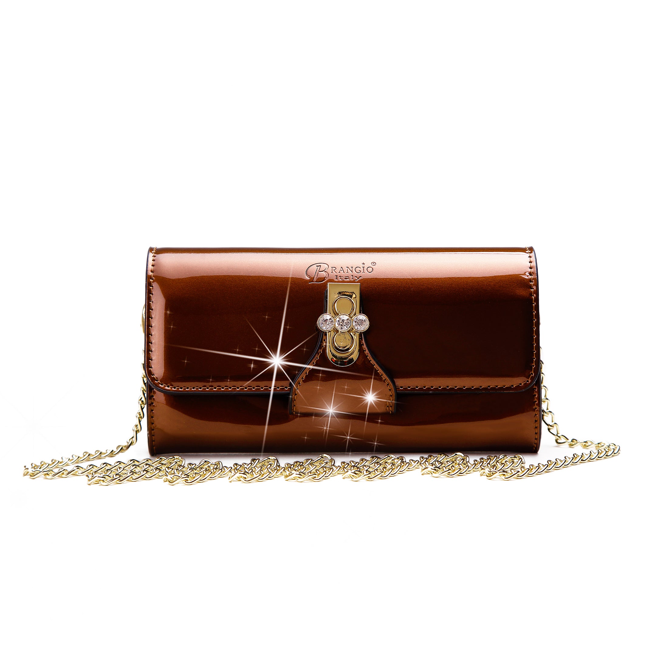 Tri-Star Evening Bridal Clutch Crossbody Bag with Chain Strap - Brangio Italy Co.